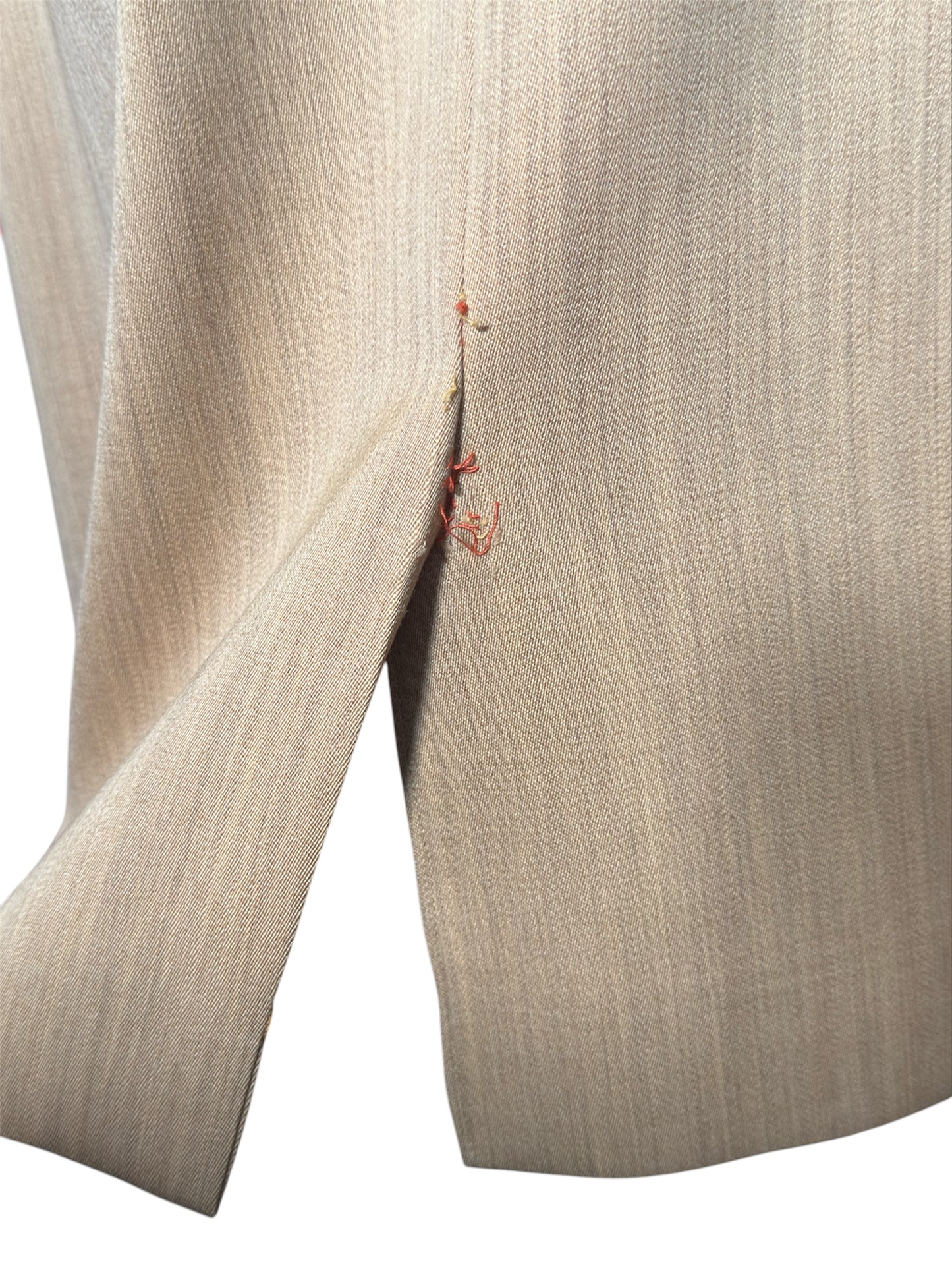 1940s Macy's Kansas City Yellow-Green Raw Silk Two Piece Skirt Suit