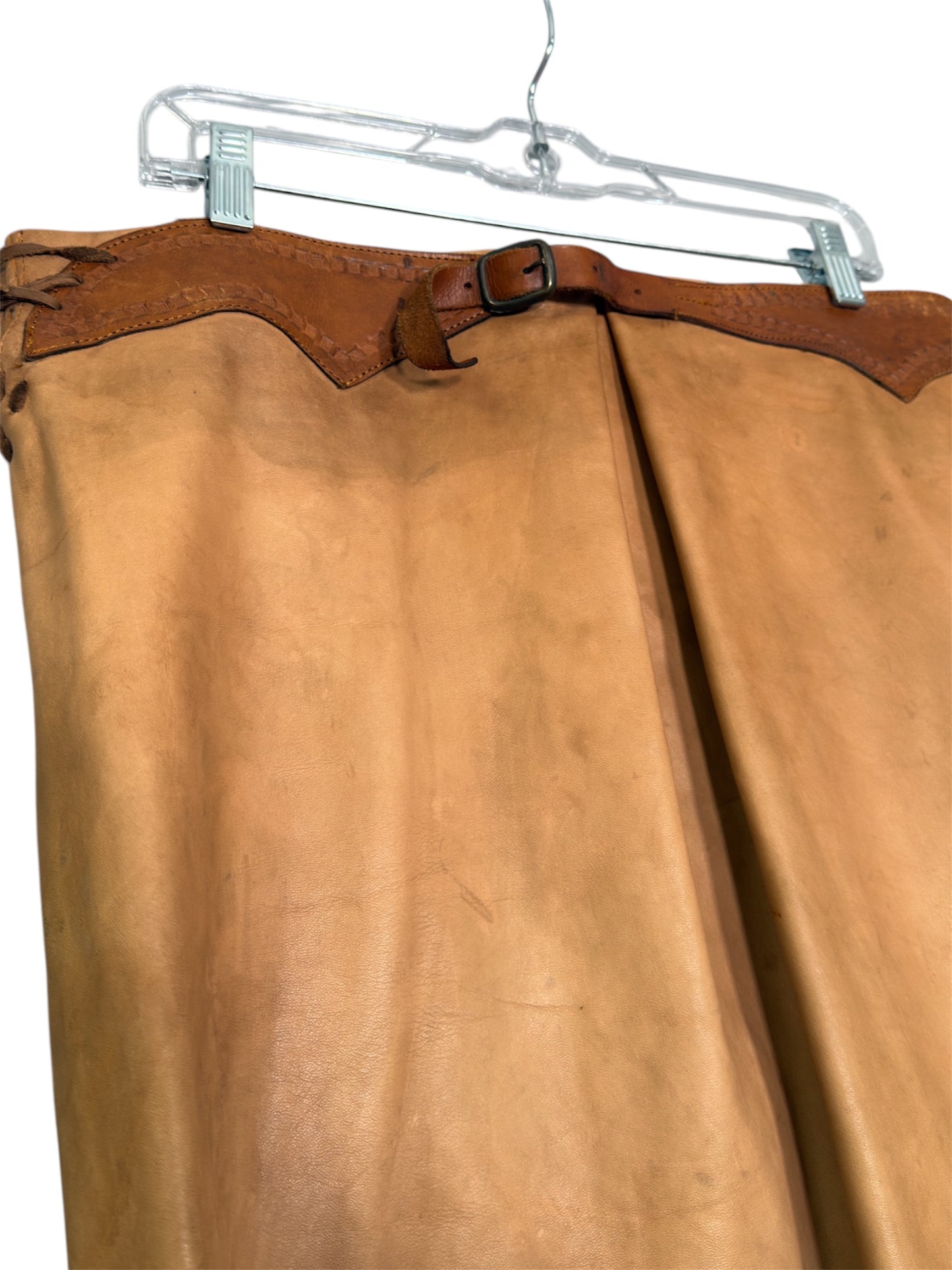 1970s Tan Leather Western Skirt