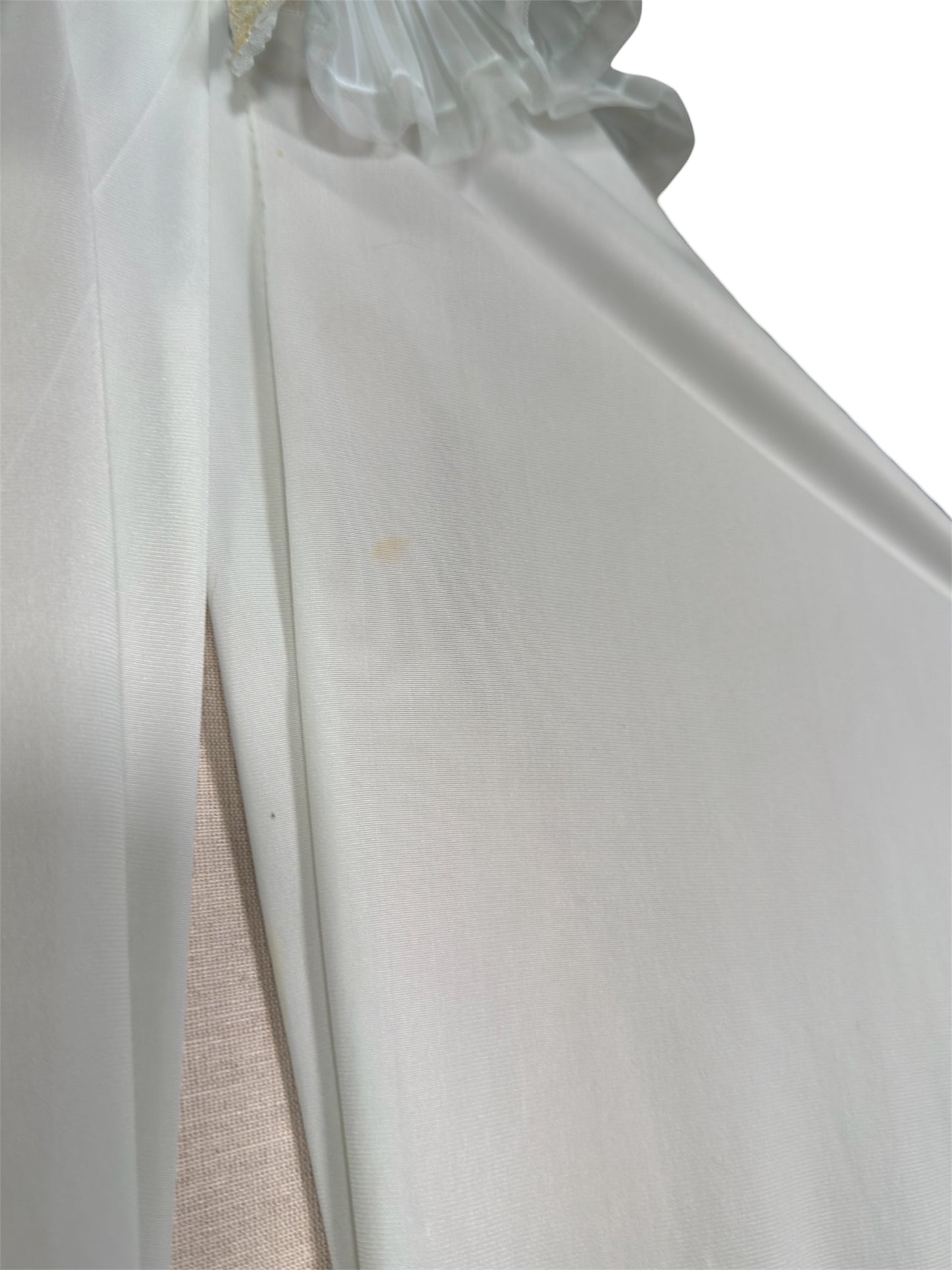 1970s Vanity Fair Sheer Nightgown With Pleated Capelet And Lace Trim