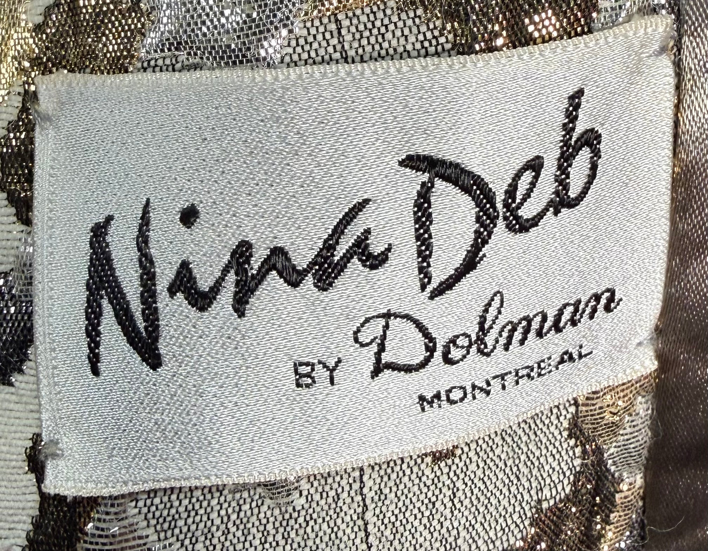 1960s Nina Deb Gold/Silver Metallic Dress and Coat Set