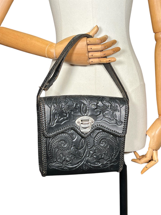 70s Carved Leather Bag