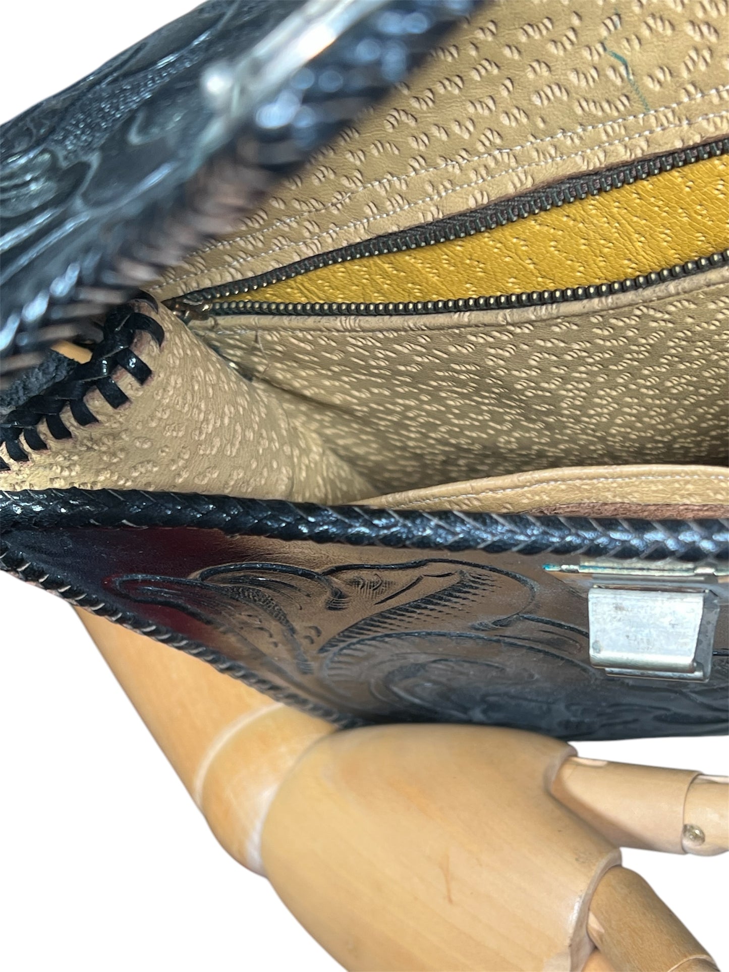 70s Carved Leather Bag