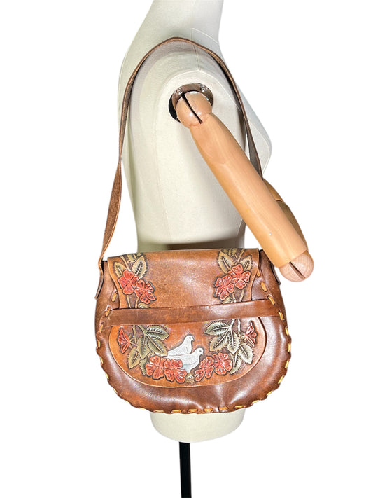70s Carved Leather Purse