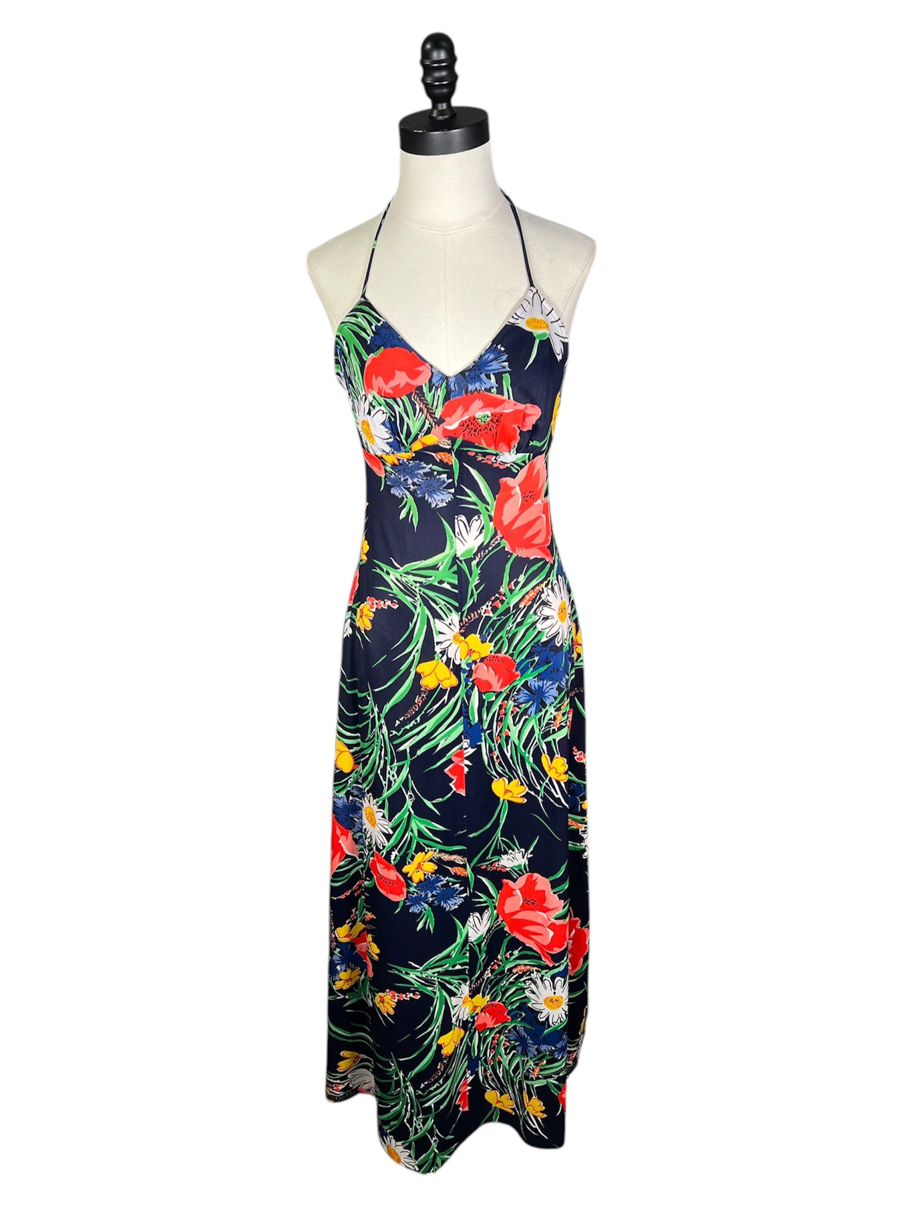 70s halter dress 70s Floral Halter Top Dress – Moon Zooom Vintage