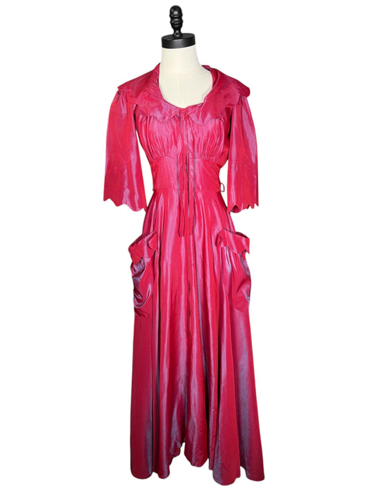 40s Silk Satin House Dress