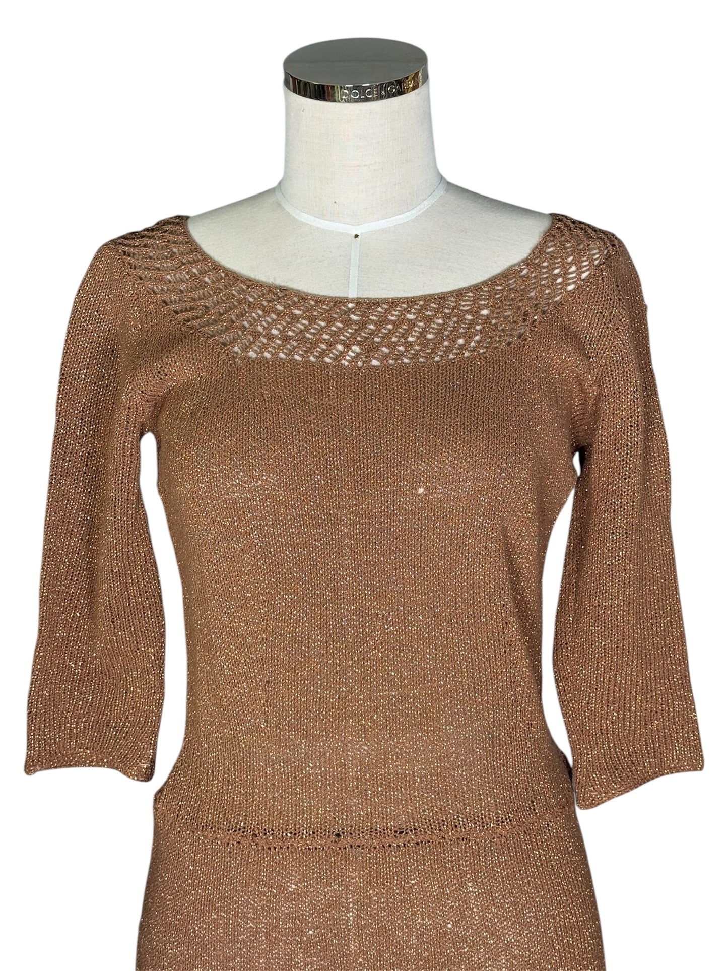 50s Bronze Metallic Knit Dress