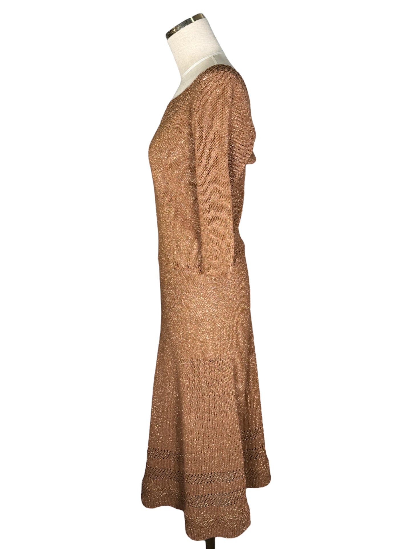 50s Bronze Metallic Knit Dress