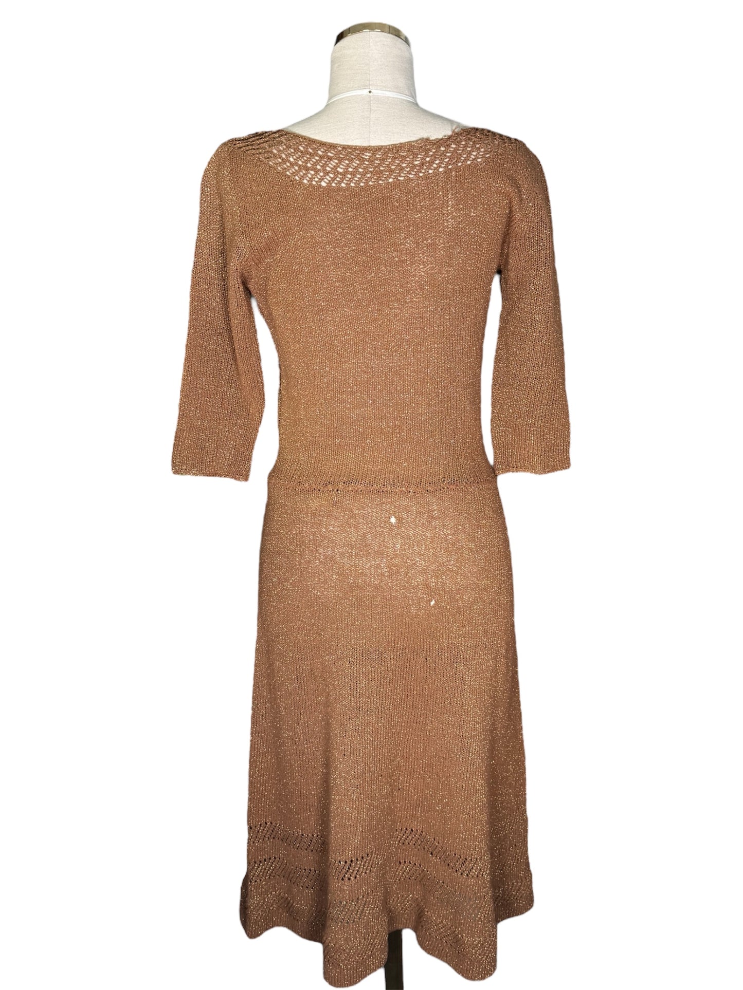 50s Bronze Metallic Knit Dress