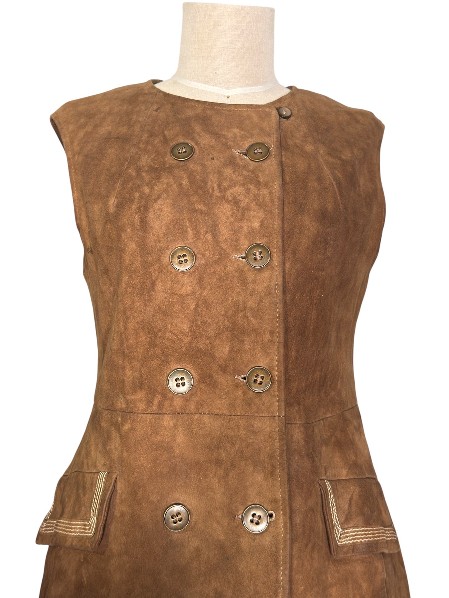 60s Suede Leather Mini Dress