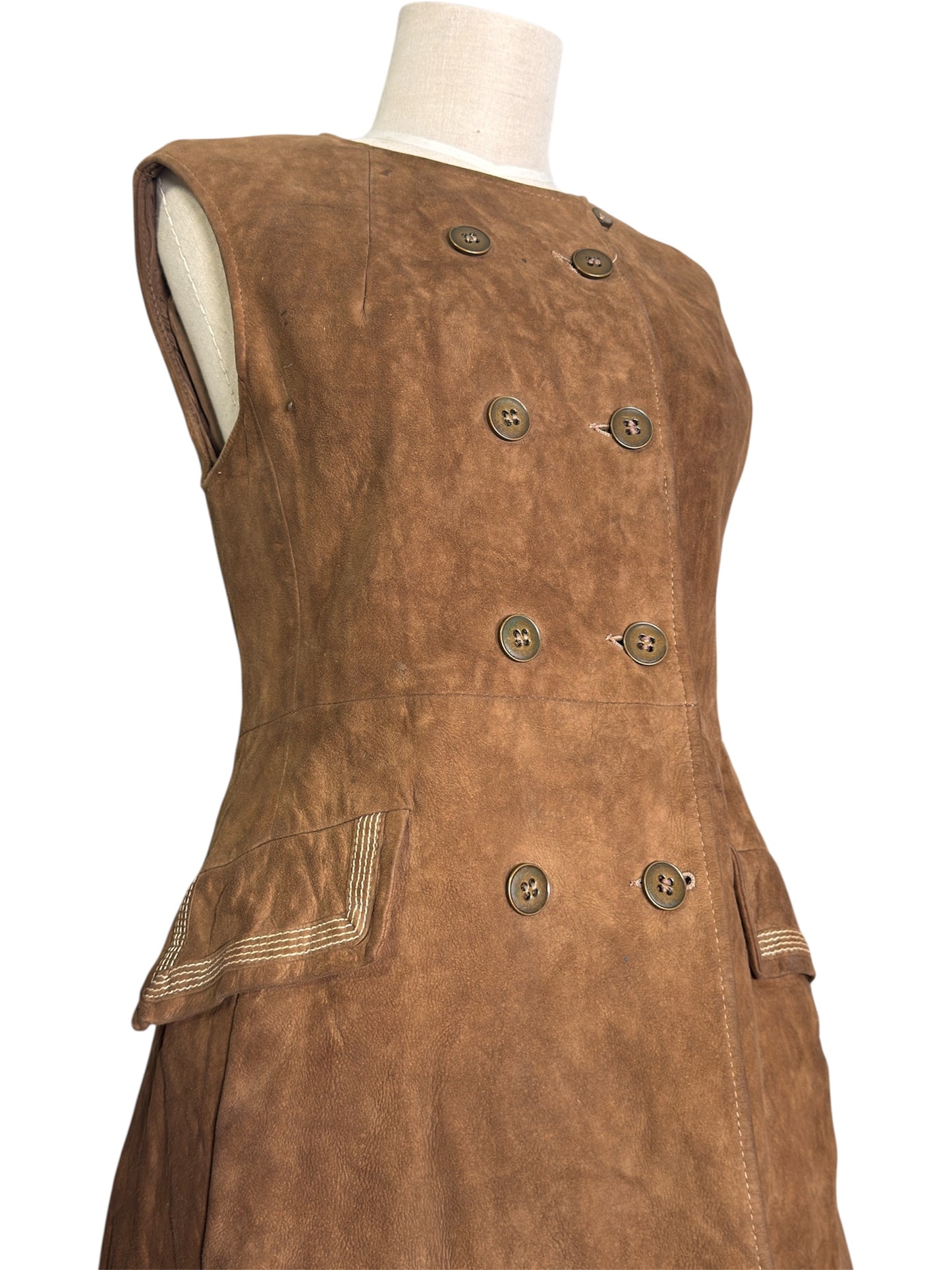 60s Suede Leather Mini Dress