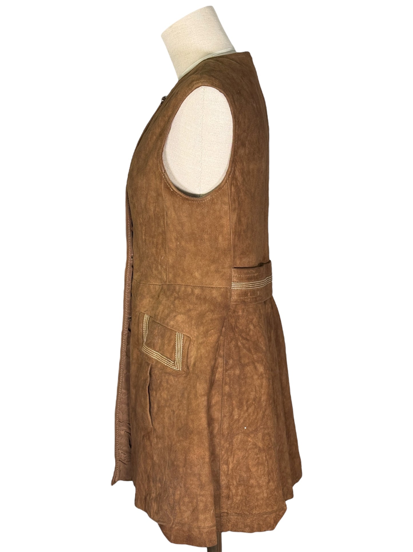 60s Suede Leather Mini Dress