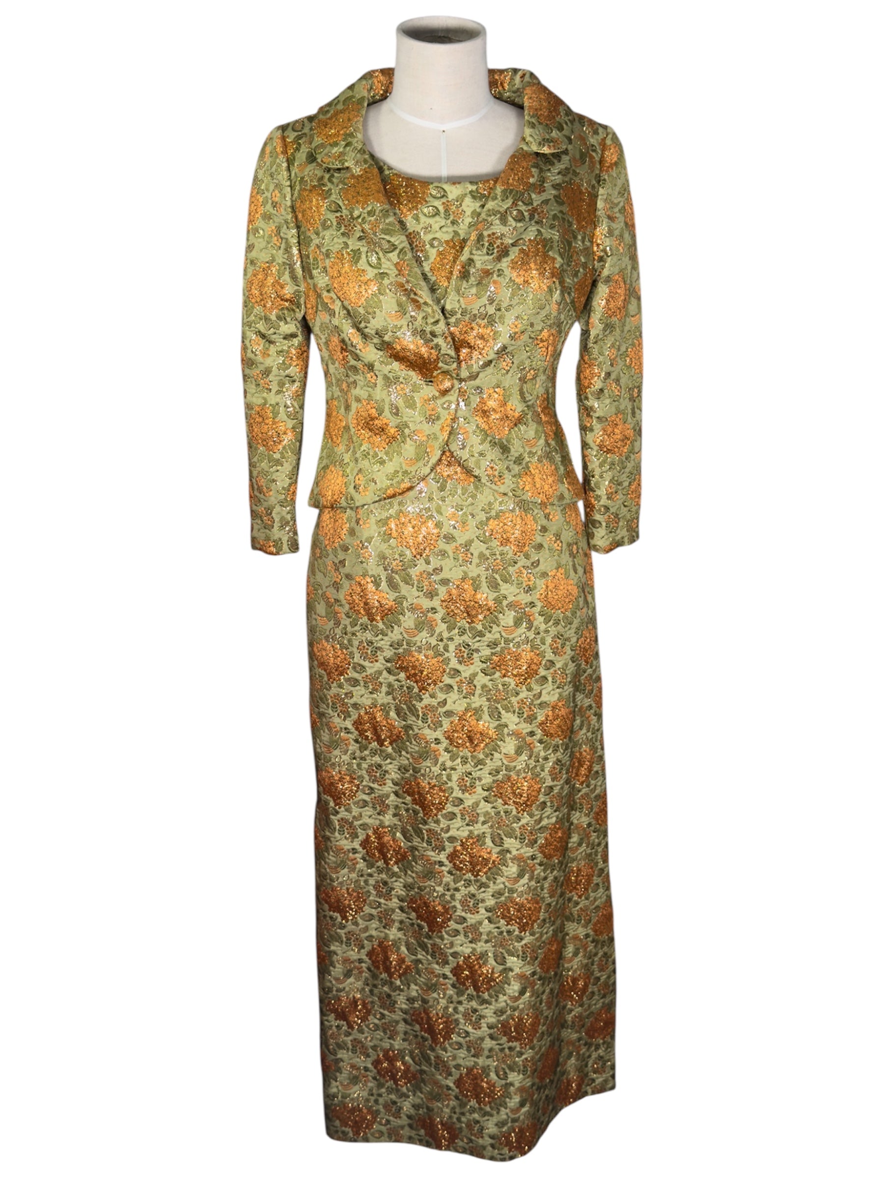 60s Metallic Maxi Dress Set Moon Zooom Vintage 60s Metallic Maxi Dress Set Moon Zooom Vintage
