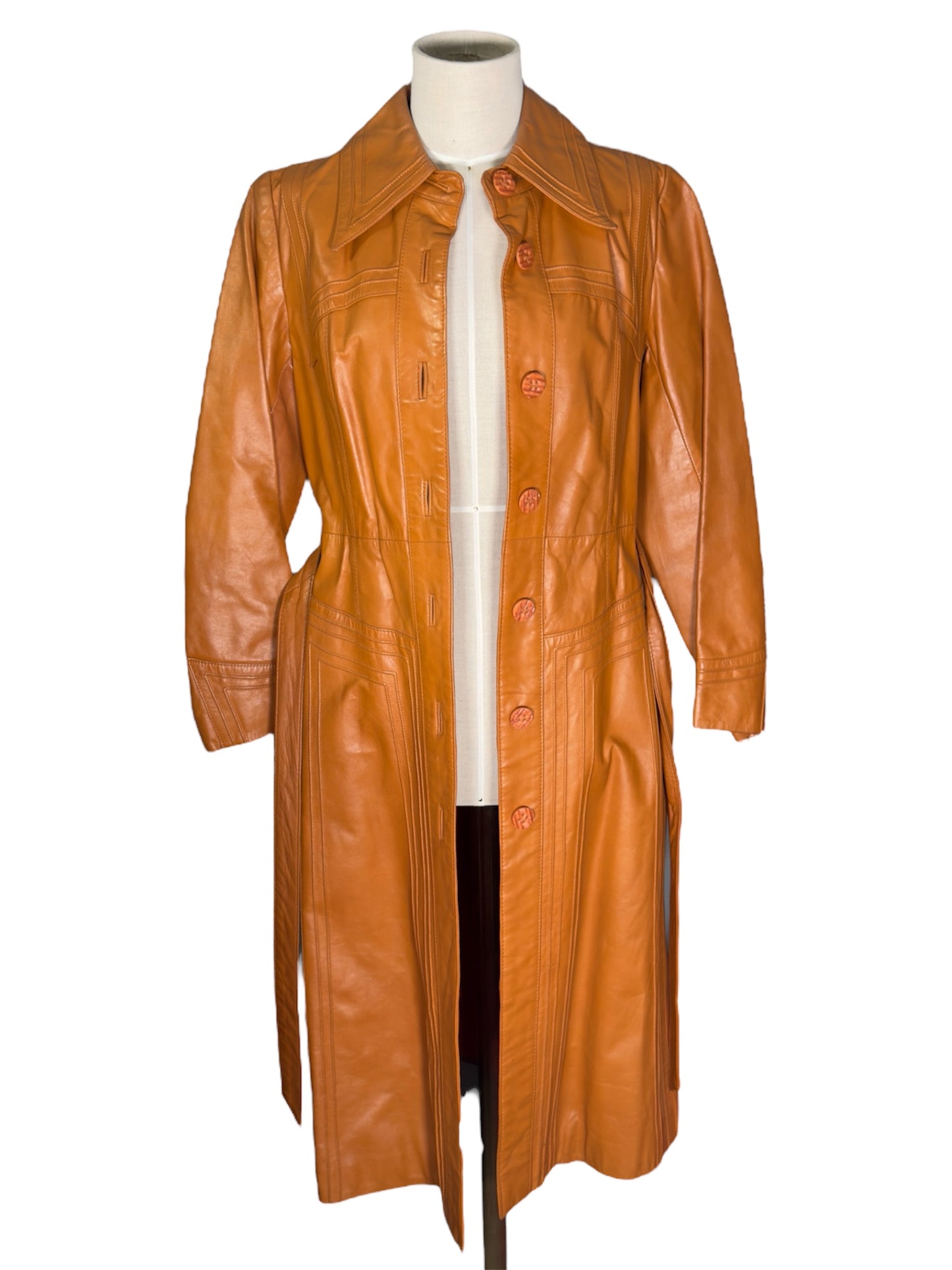 70s Suburban Heritage Leather Trench Coat