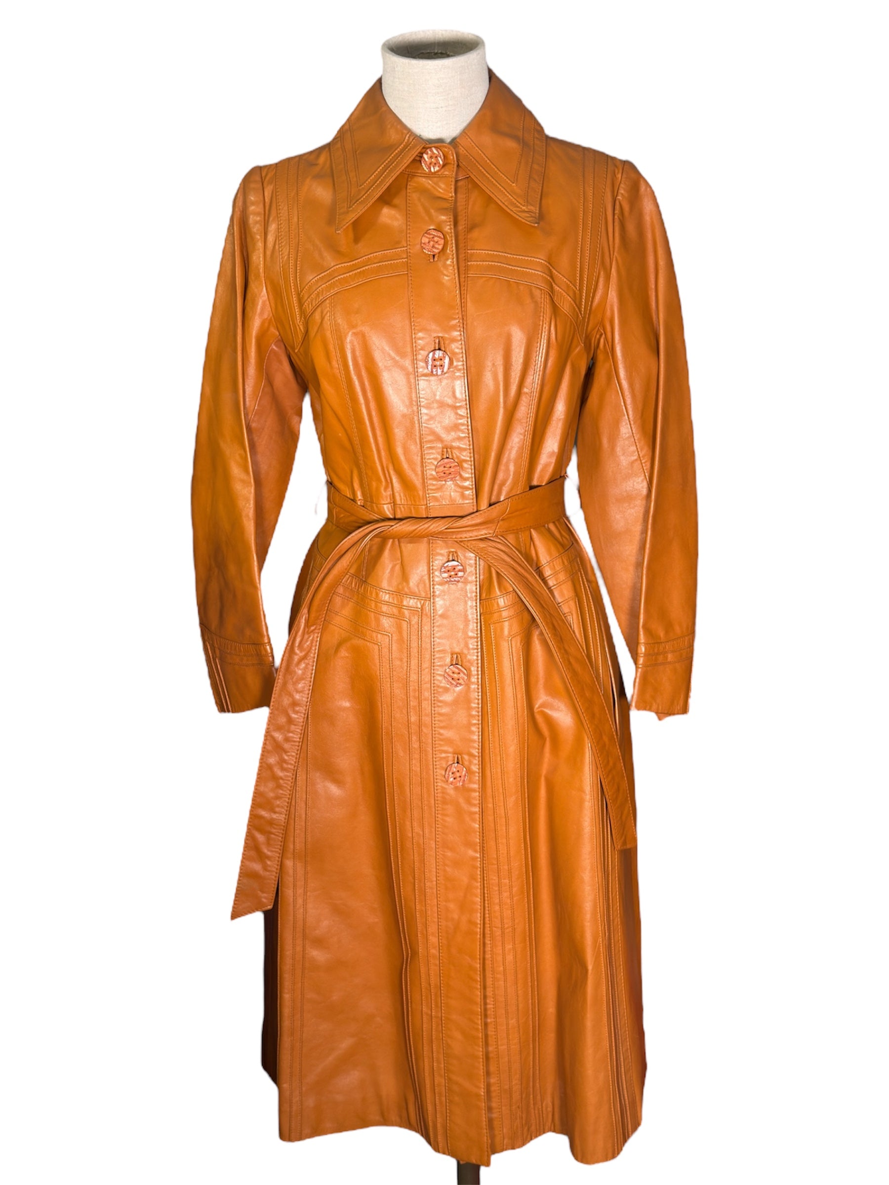 70s Suburban Heritage Leather Trench Coat – Moon Zooom Vintage