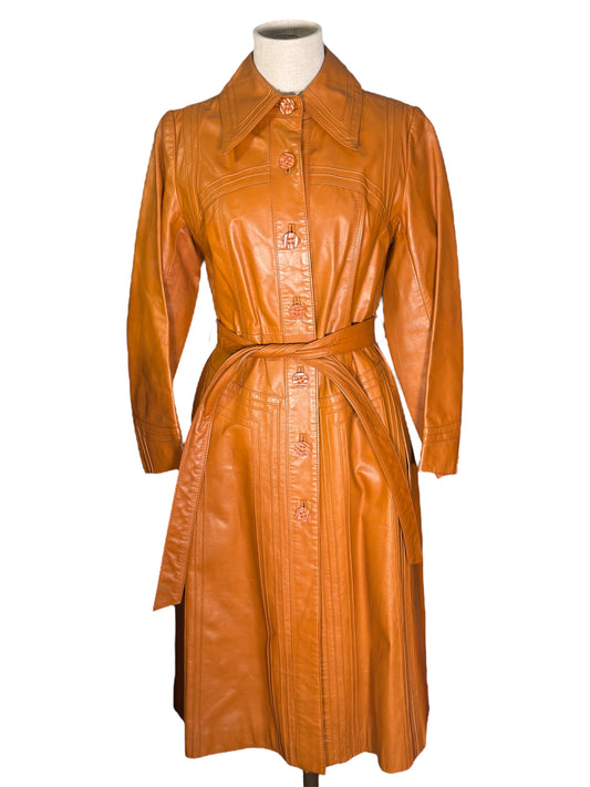 70s Suburban Heritage Leather Trench Coat