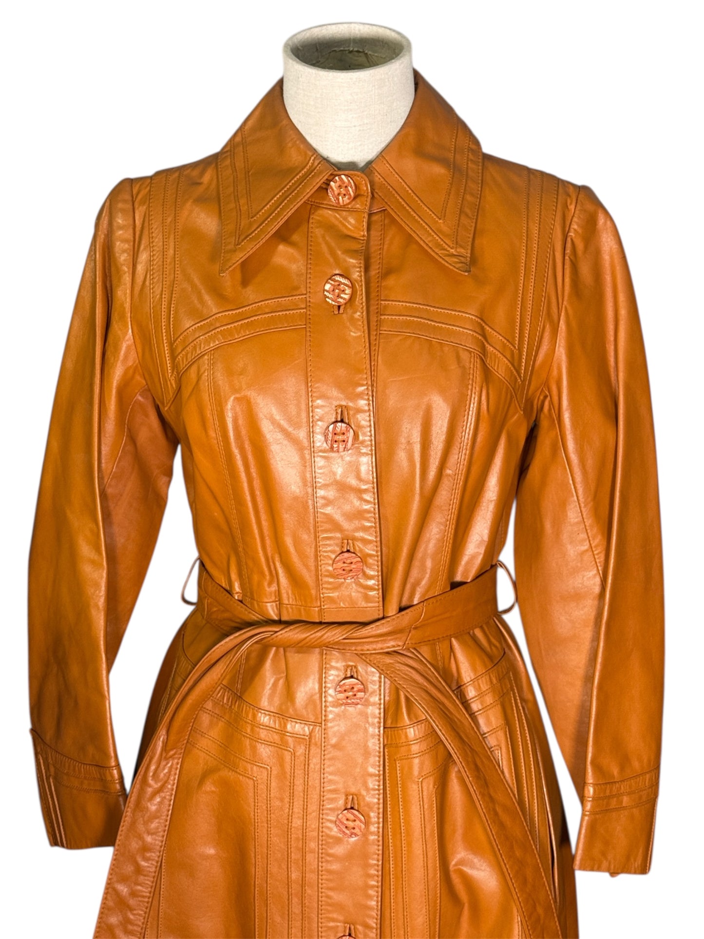 70s Suburban Heritage Leather Trench Coat