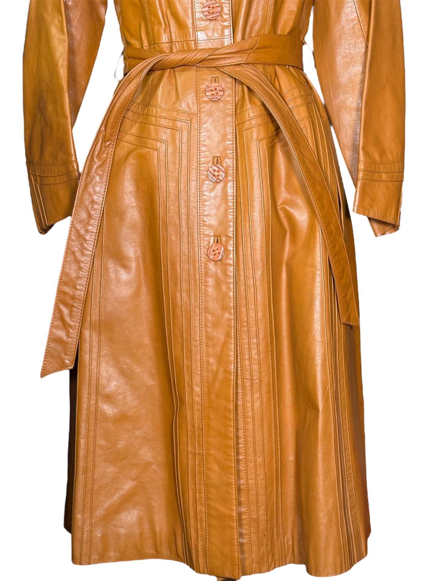 70s Suburban Heritage Leather Trench Coat