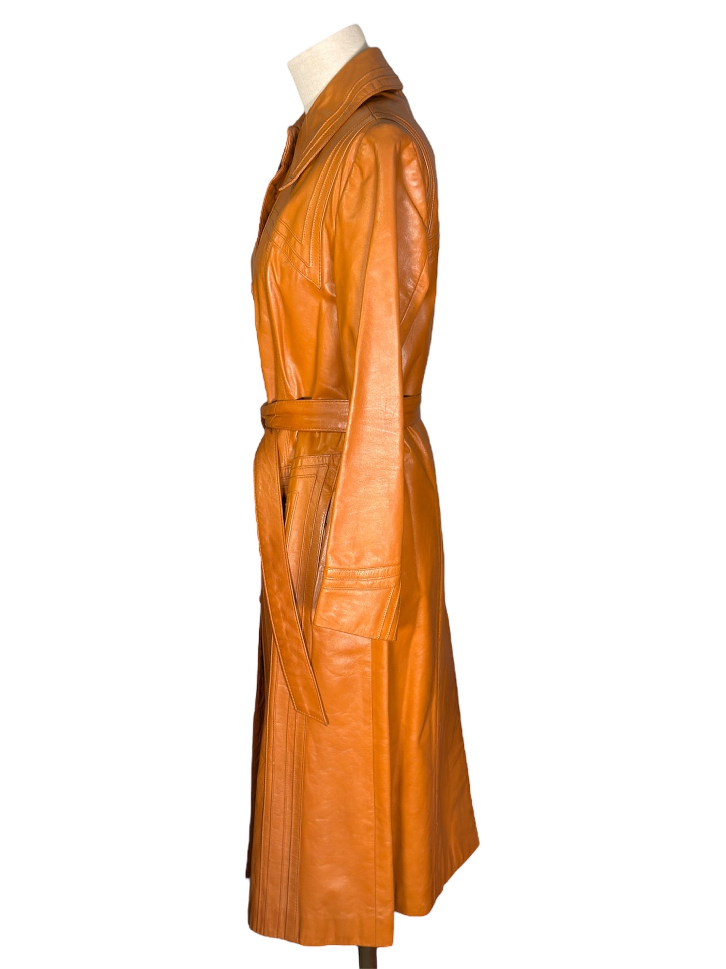 70s Suburban Heritage Leather Trench Coat