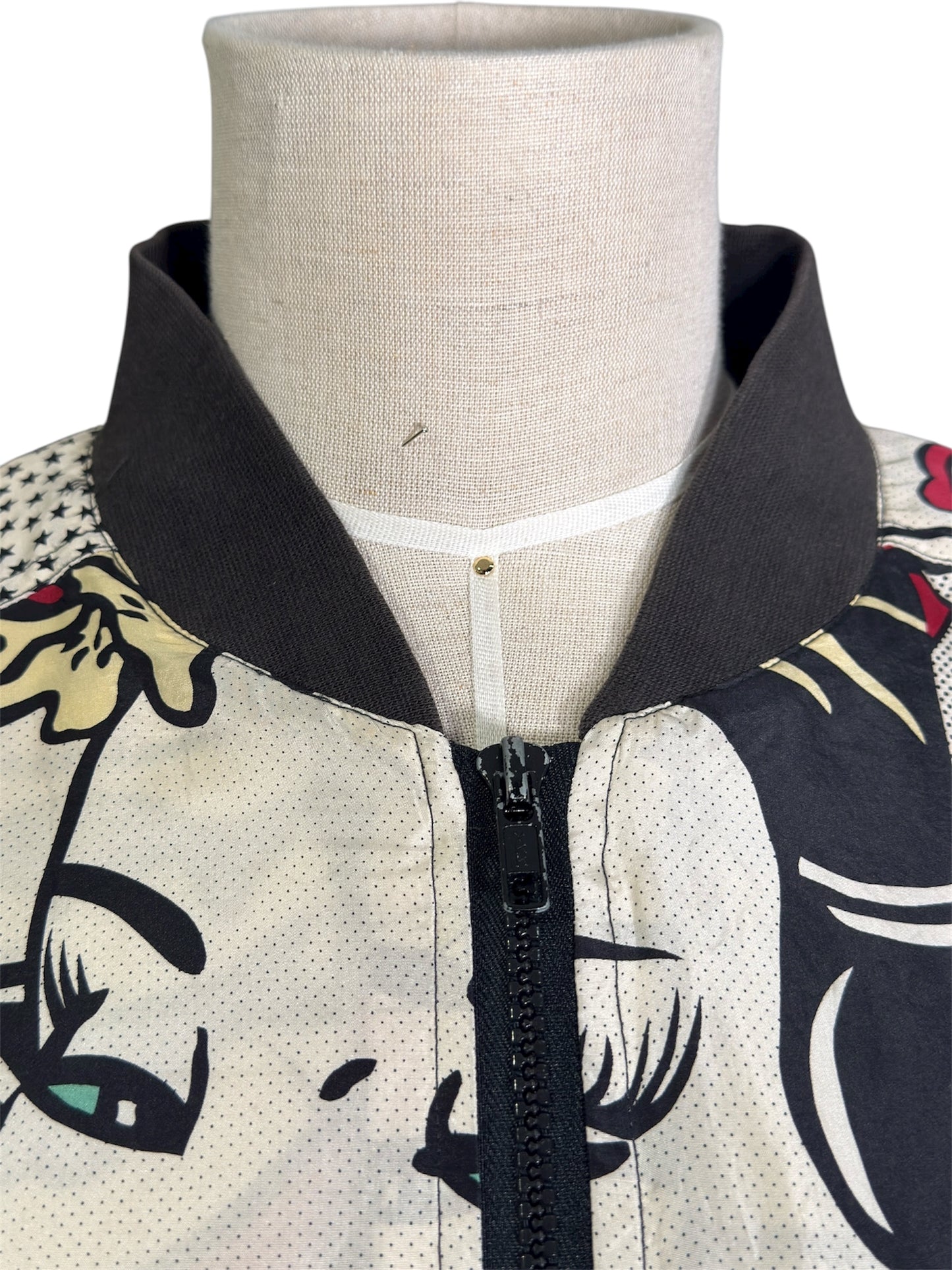 80s/90s Planet Silk Pop Art Graphic Silk Bomber Jacket