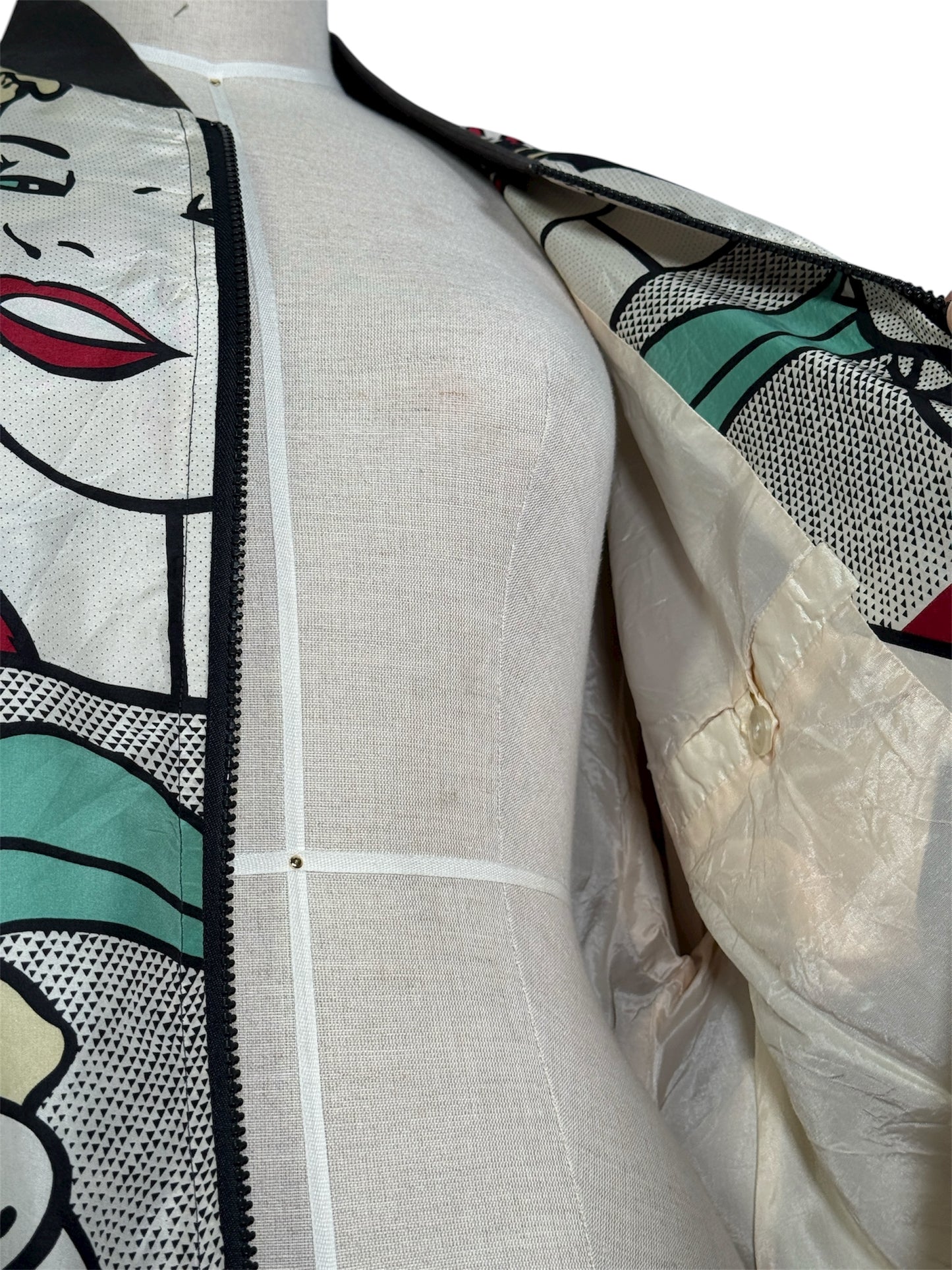 80s/90s Planet Silk Pop Art Graphic Silk Bomber Jacket
