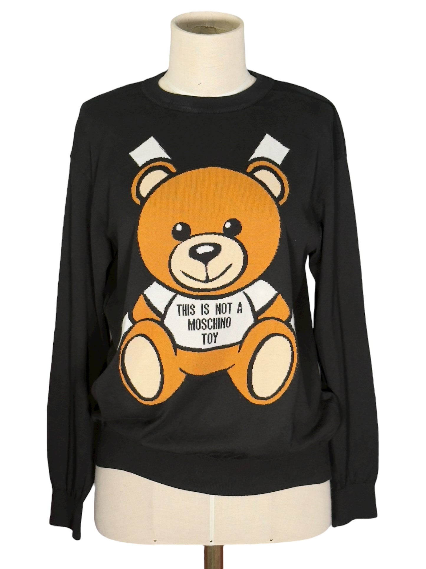 Moschino Couture Modern Teddy Bear Graphic Black Sweater