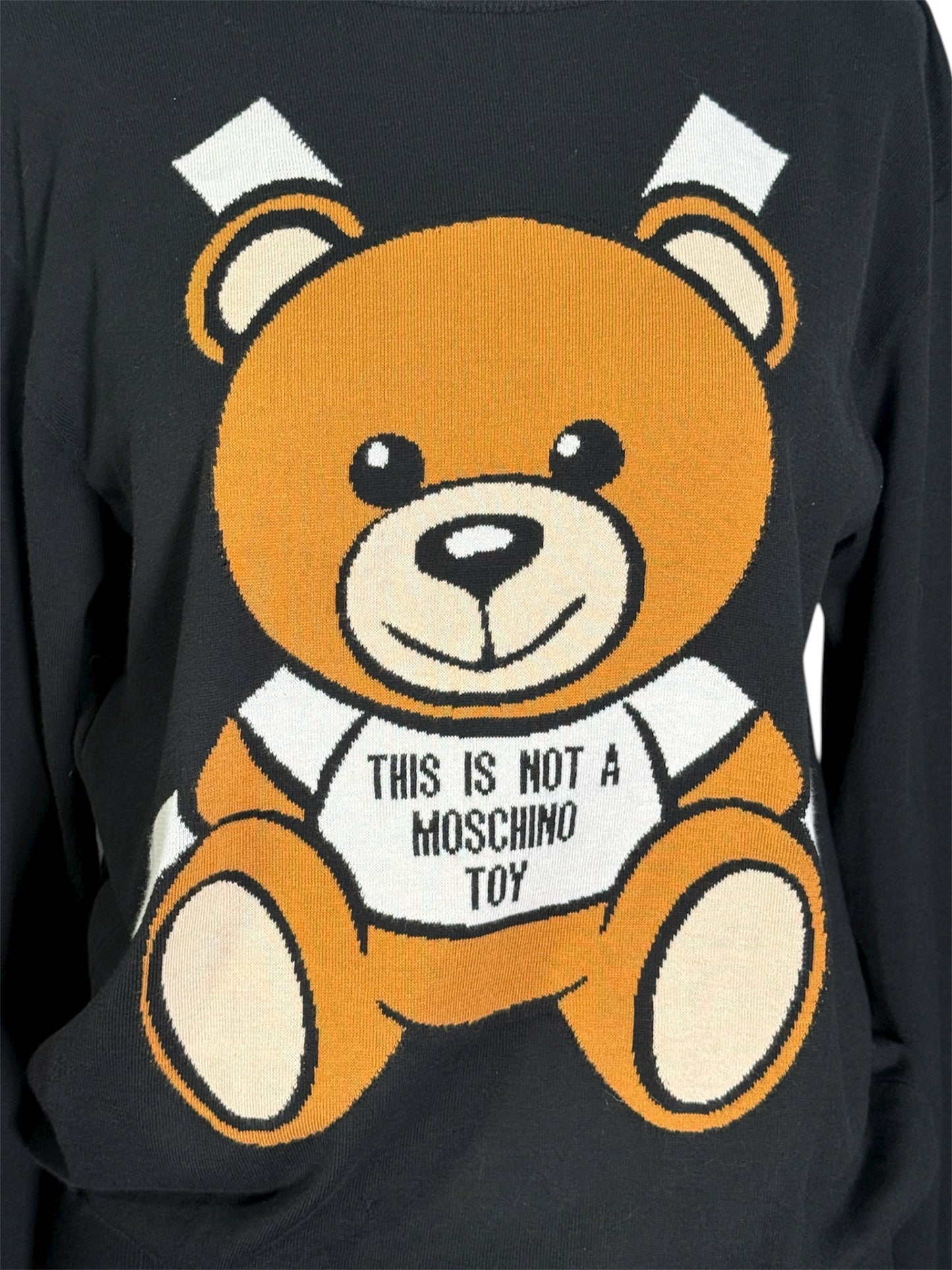 Moschino Couture Modern Teddy Bear Graphic Black Sweater