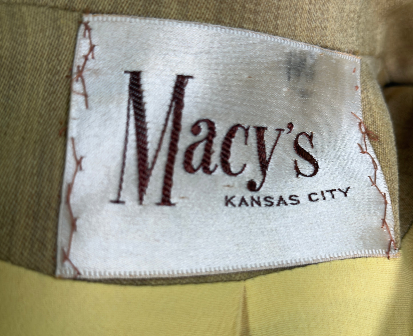 1940s Macy's Kansas City Yellow-Green Raw Silk Two Piece Skirt Suit