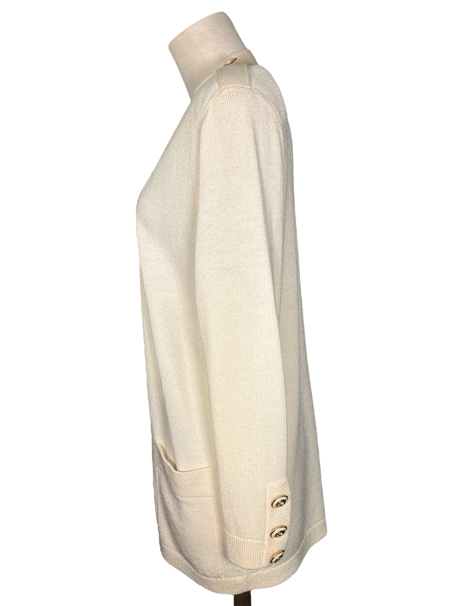1980s St John Basics Cream Deadstock Knit Cardigan