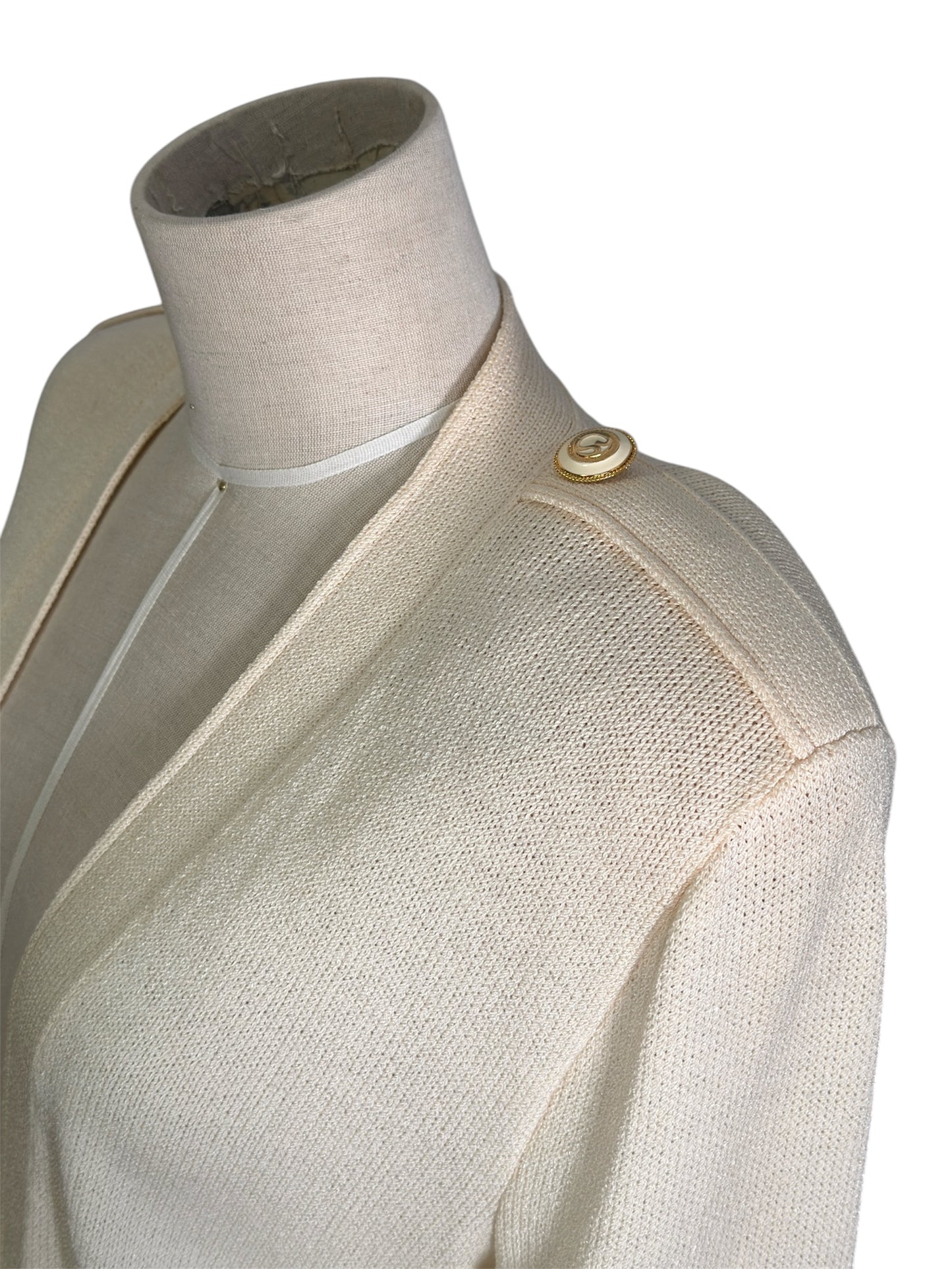 1980s St John Basics Cream Deadstock Knit Cardigan
