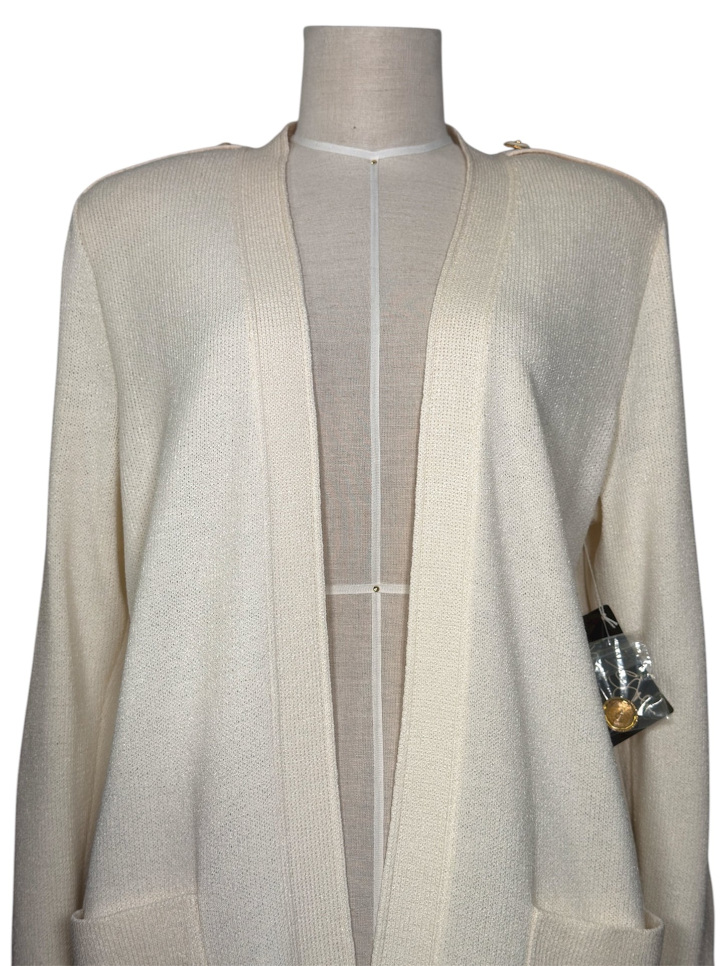 1980s St John Basics Cream Deadstock Knit Cardigan