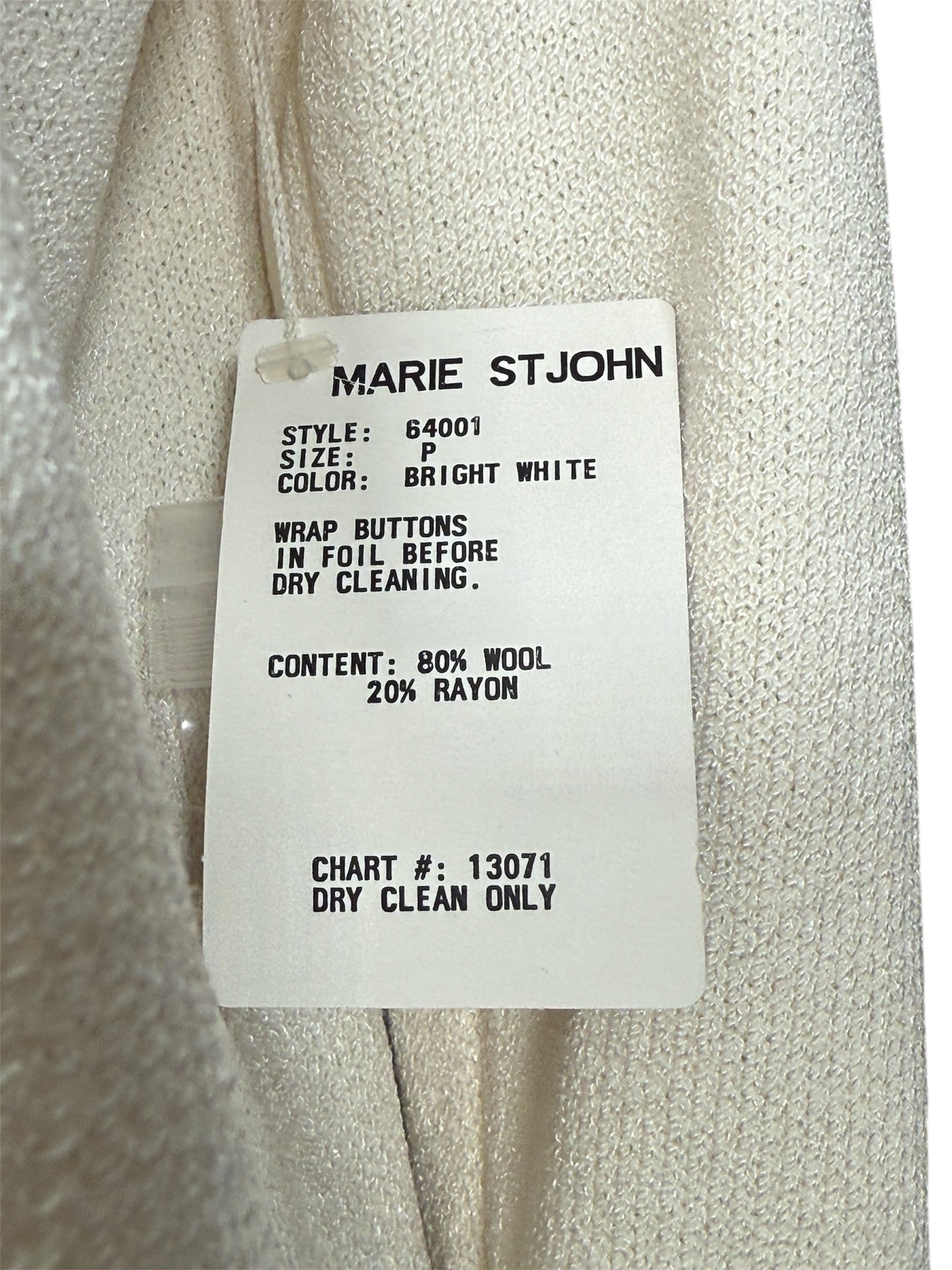 1980s St John Basics Cream Deadstock Knit Cardigan