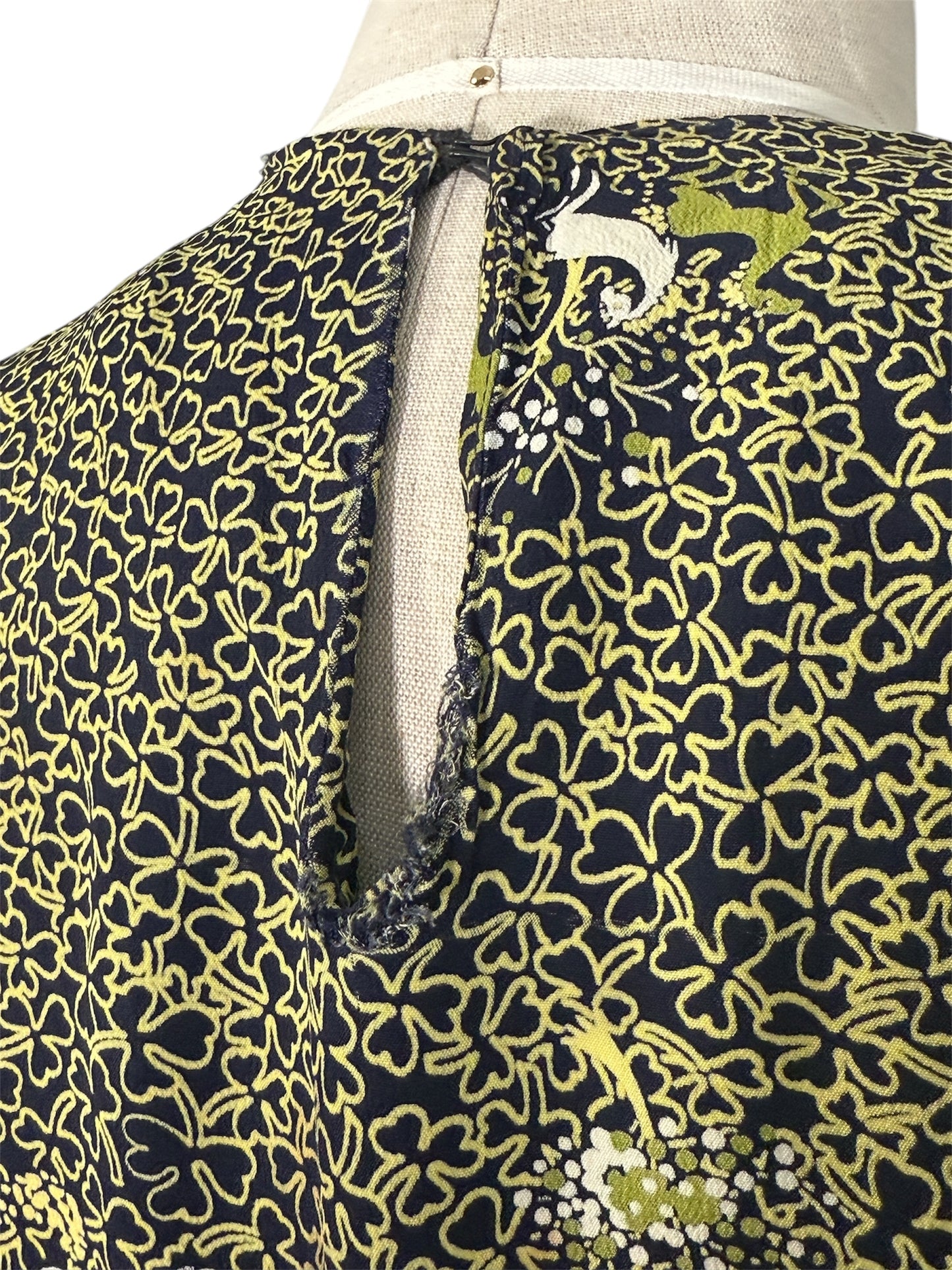 1940s Rayon Novelty Print Shamrock Day Dress