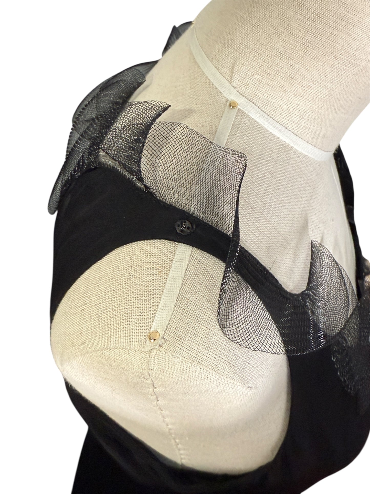 1979 Spring-Summer Christian Dior Paris Black Sleeveless Ruffle Neck Dress