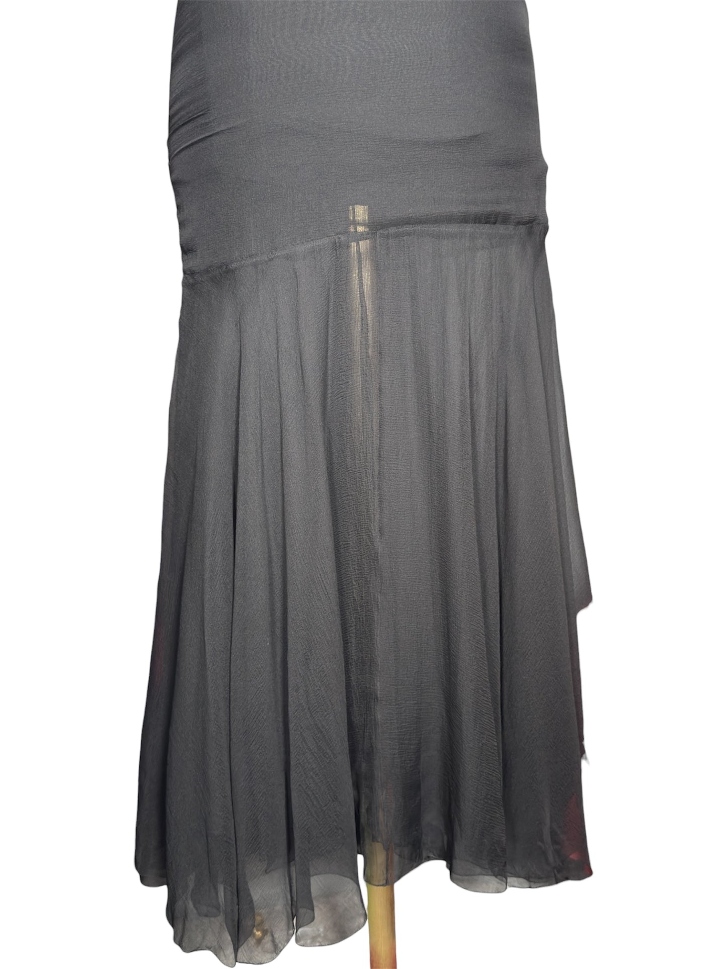1979 Spring-Summer Christian Dior Paris Black Sleeveless Ruffle Neck Dress