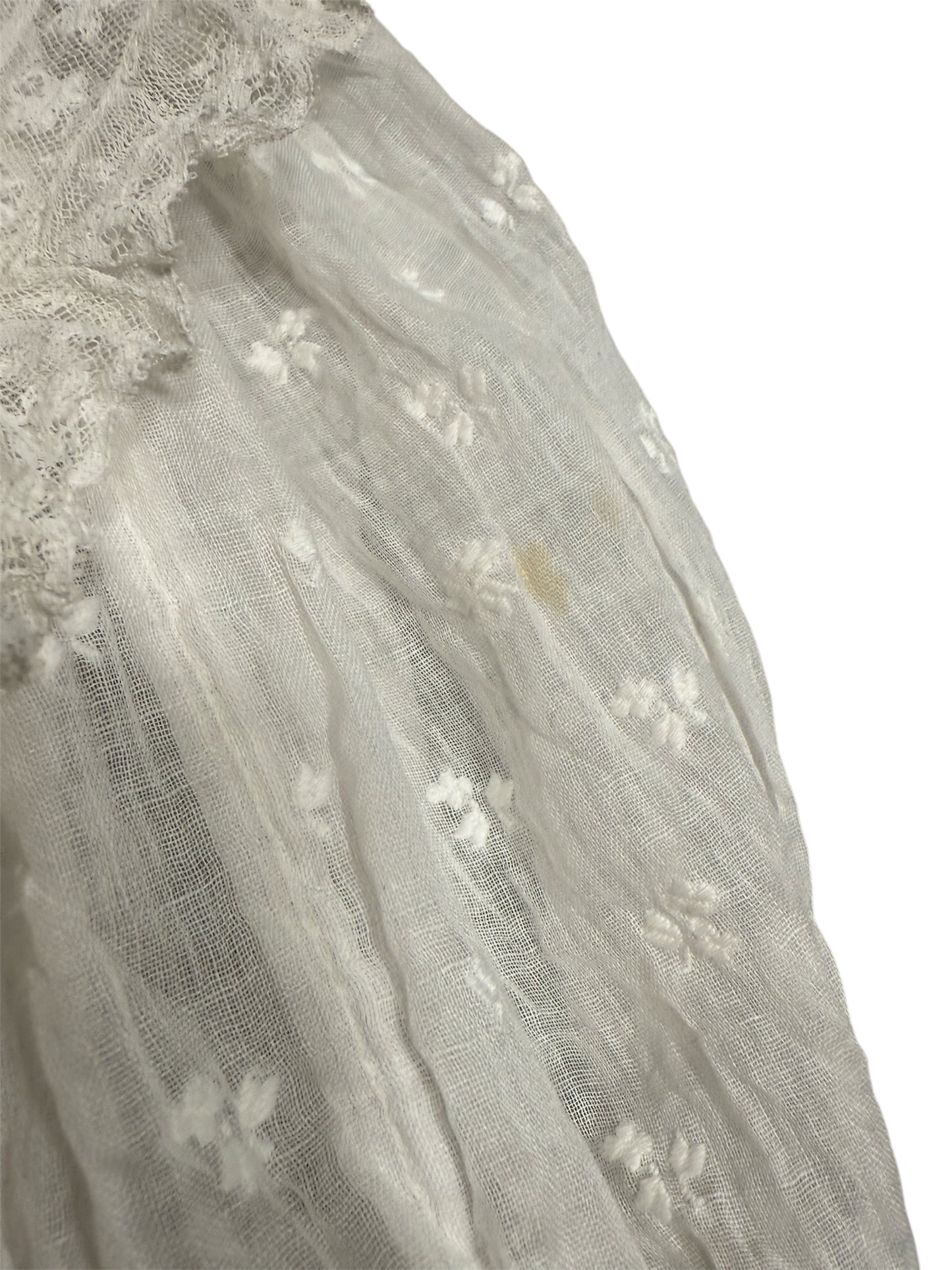 Edwardian Lace Trimmed White Embroidered Sheer Summer Dress