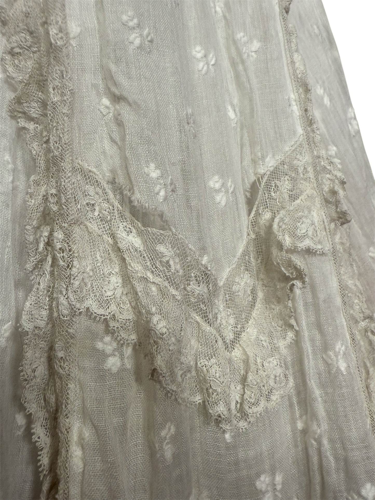 Edwardian Lace Trimmed White Embroidered Sheer Summer Dress