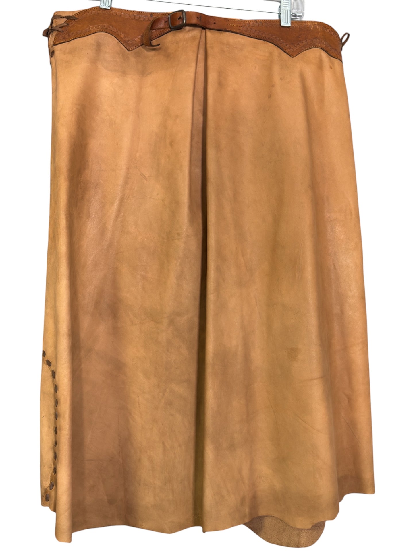 1970s Tan Leather Western Skirt
