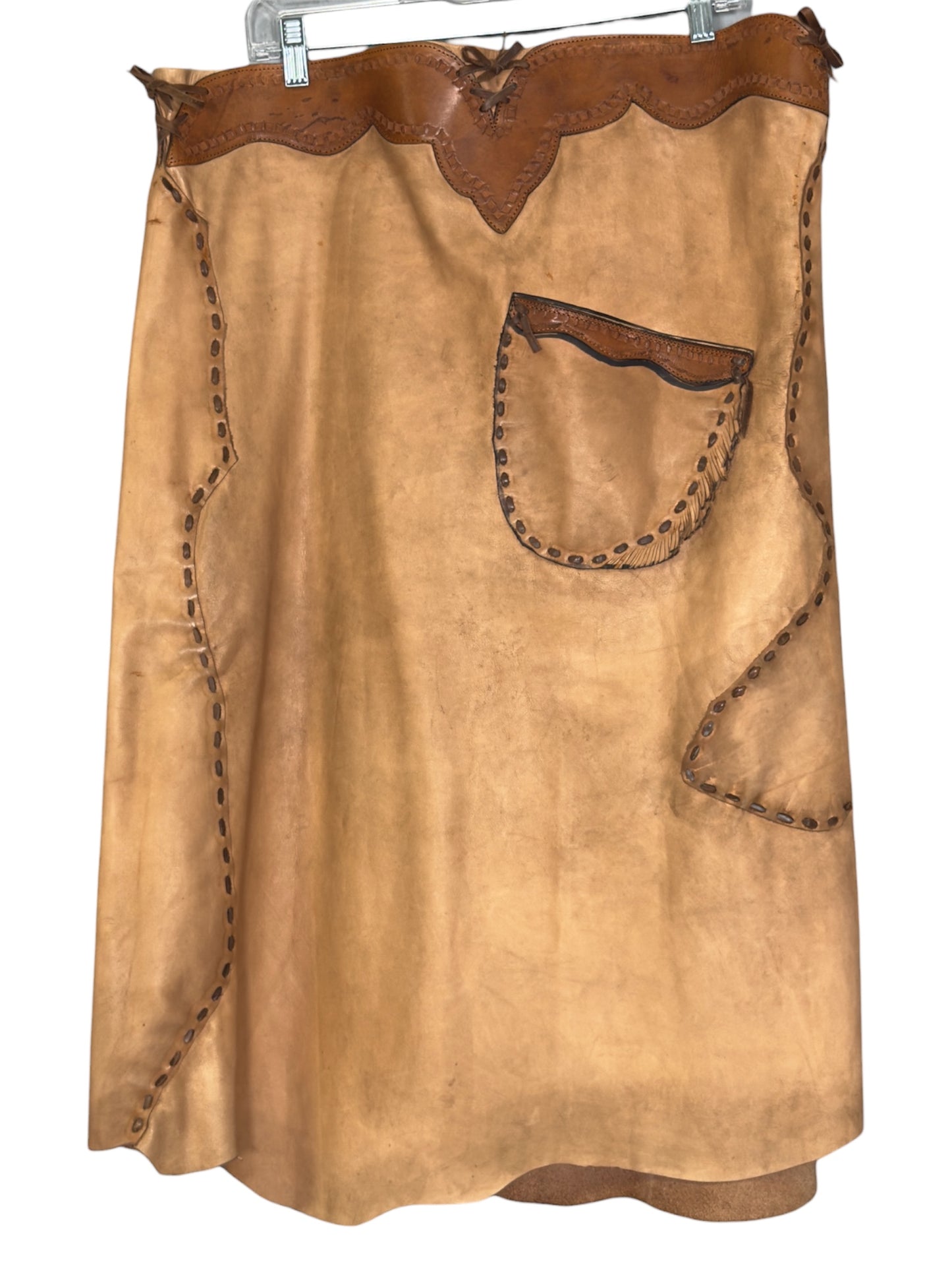 1970s Tan Leather Western Skirt