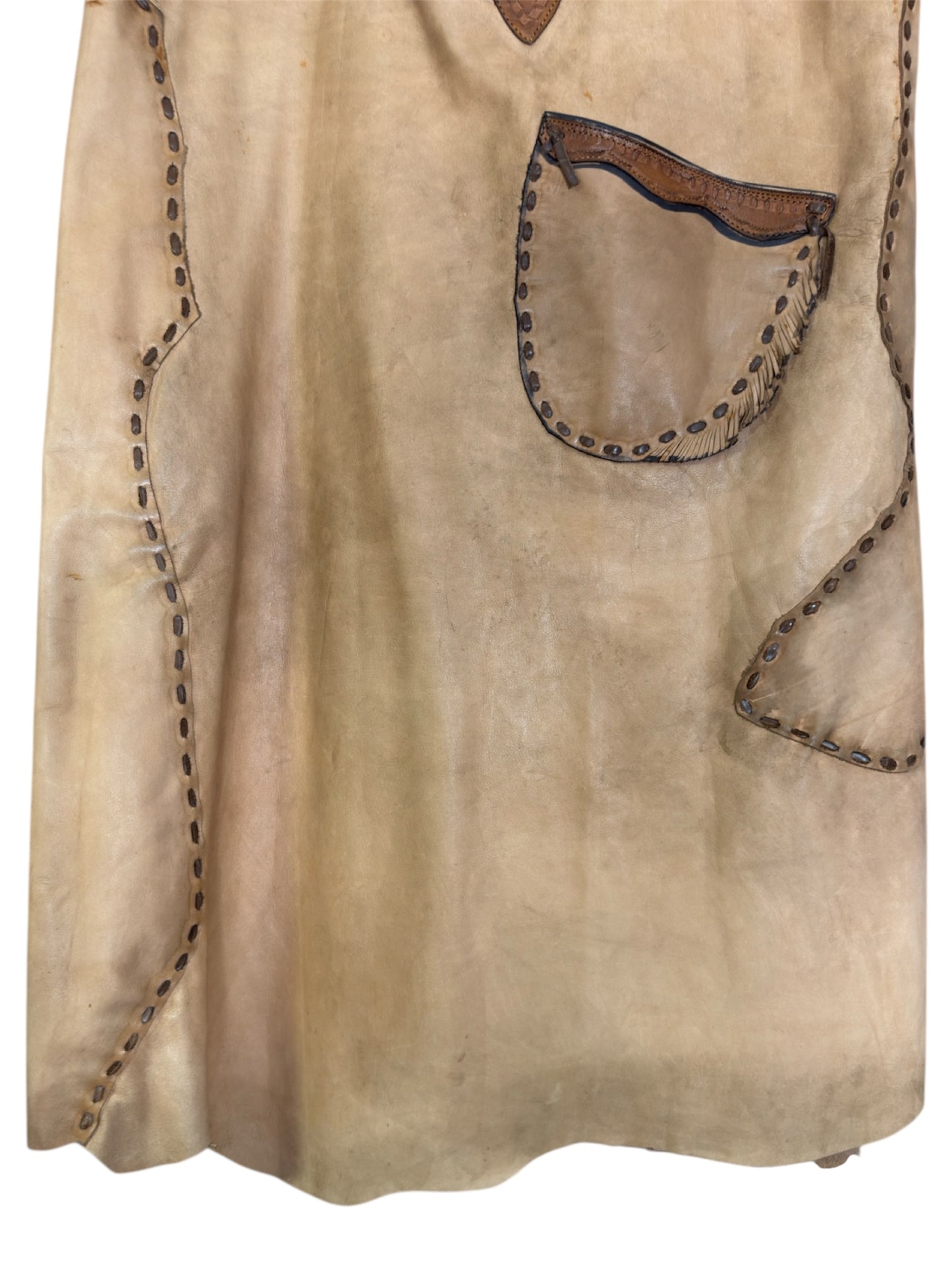 1970s Tan Leather Western Skirt