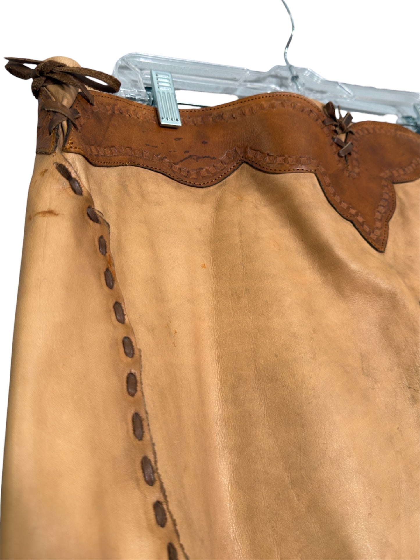 1970s Tan Leather Western Skirt