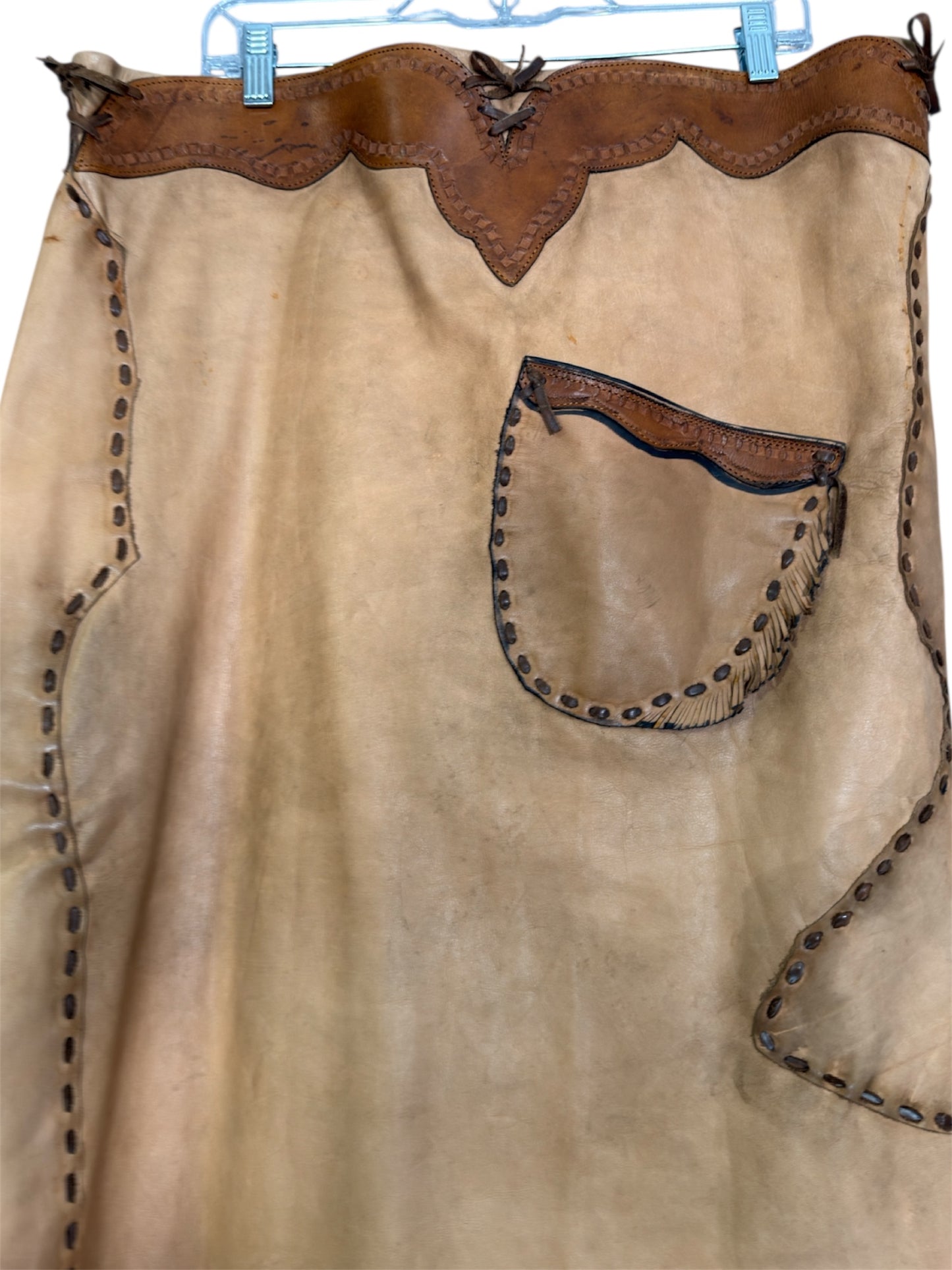 1970s Tan Leather Western Skirt