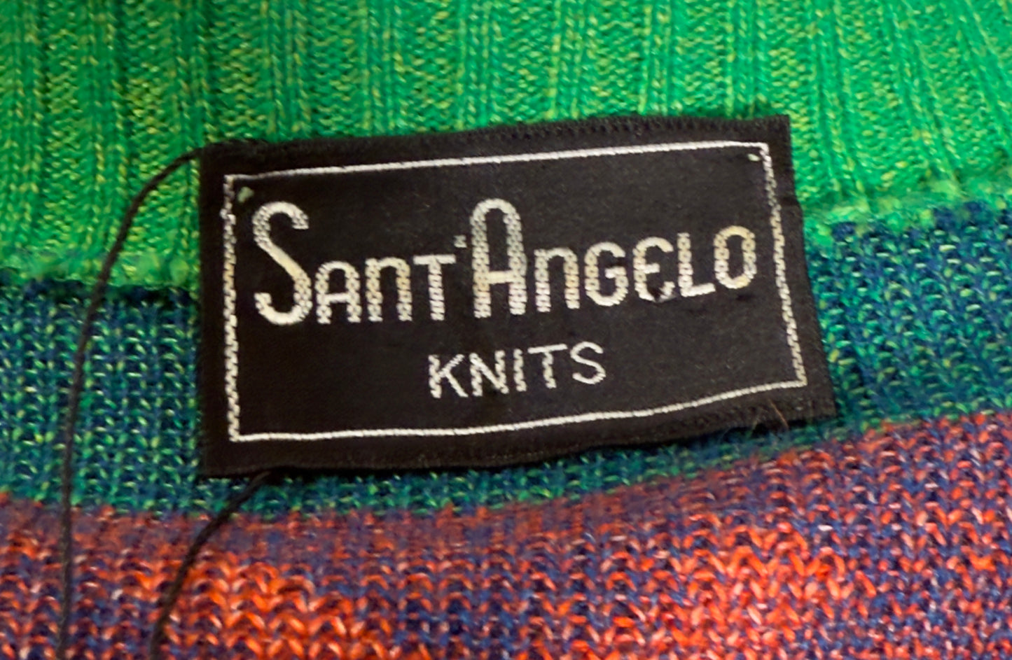 1970s Sant'Angelo Knits Open Front Short Sleeve Graphic Cardigan