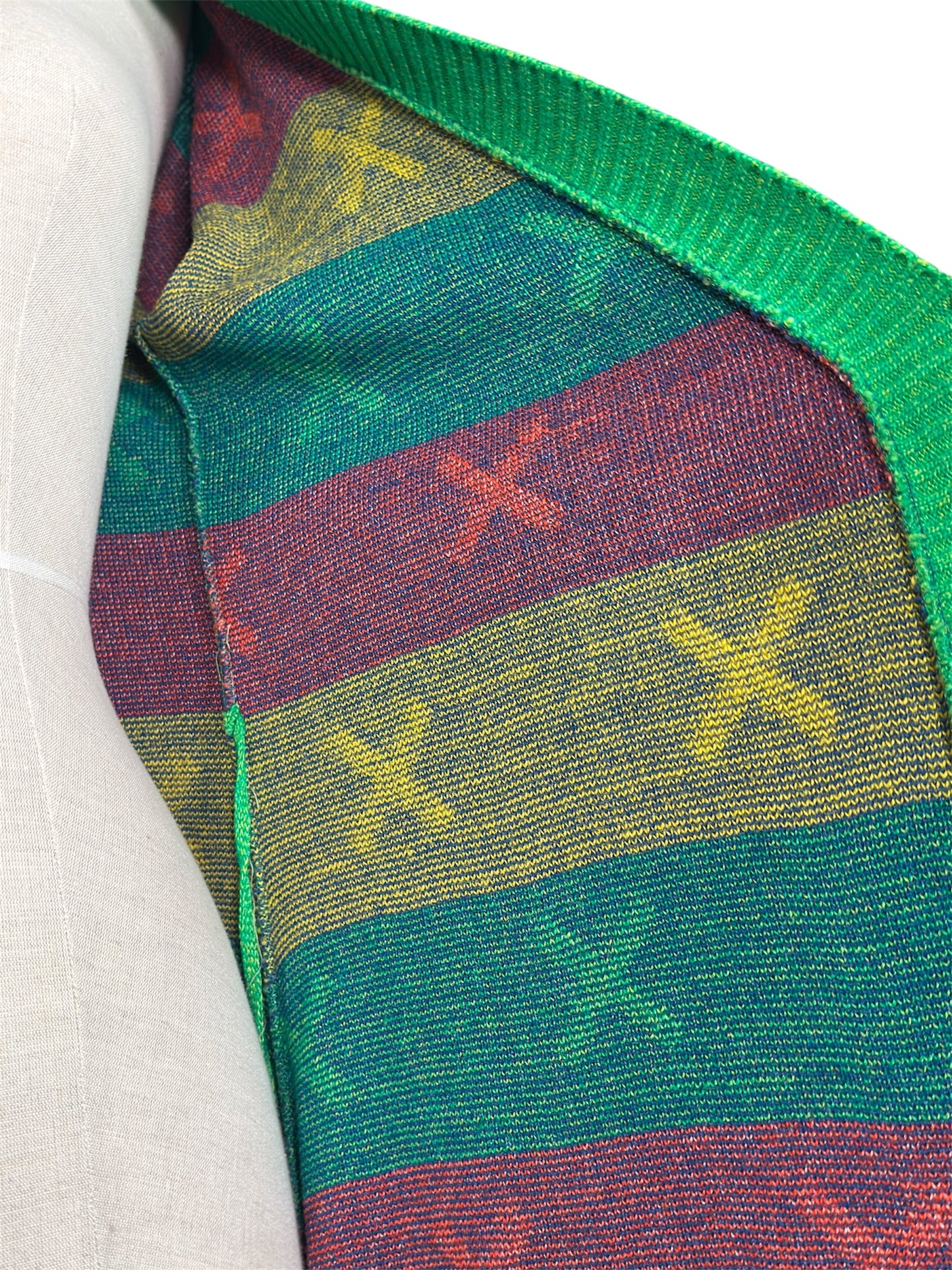 1970s Sant'Angelo Knits Open Front Short Sleeve Graphic Cardigan