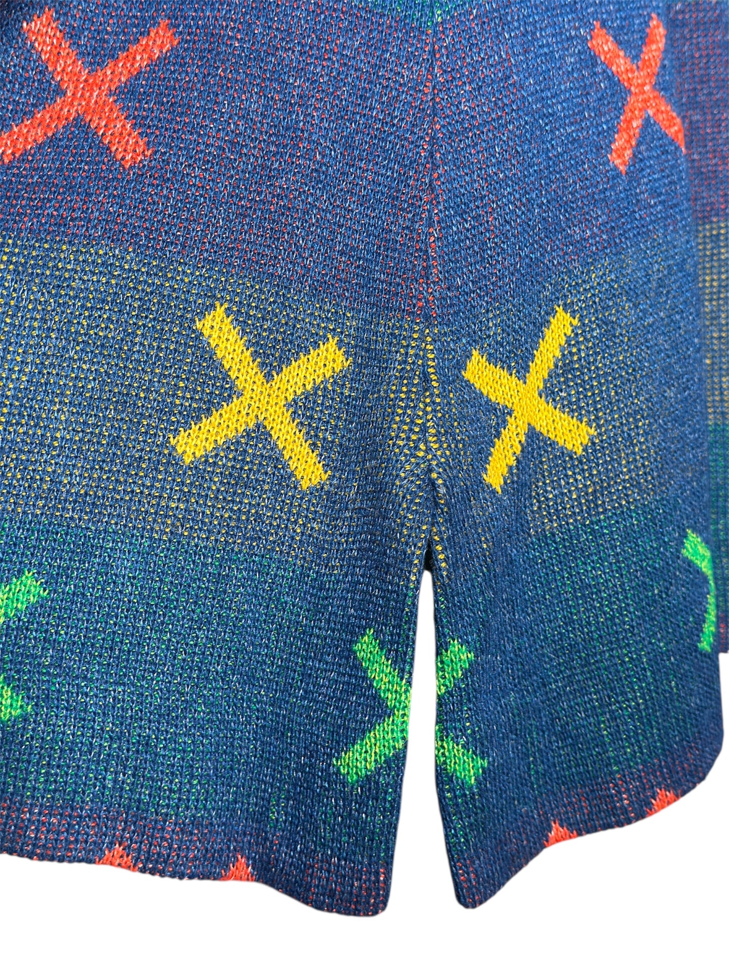 1970s Sant'Angelo Knits Open Front Short Sleeve Graphic Cardigan