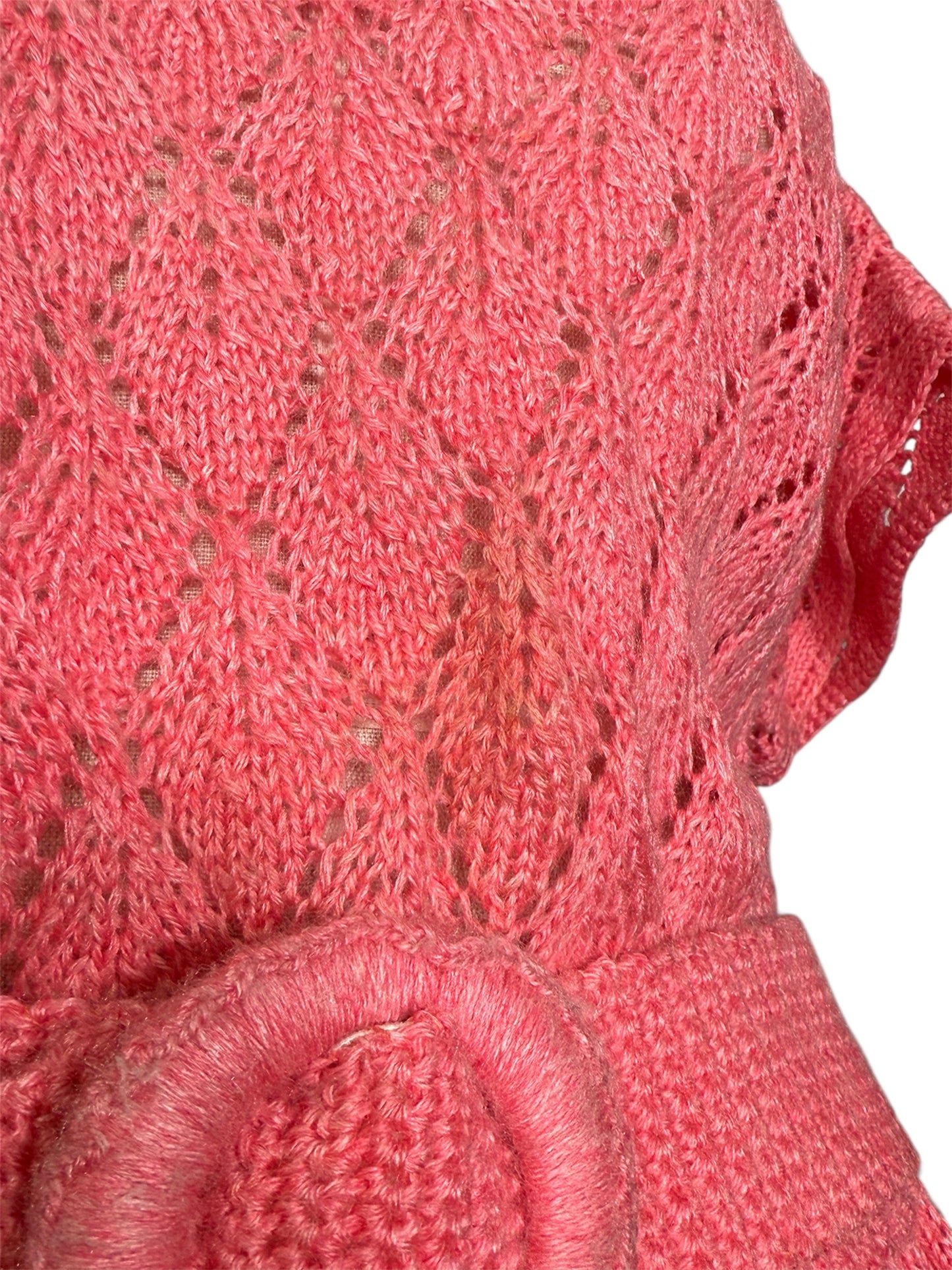 1950s Pink Knit Belted Midi Dress