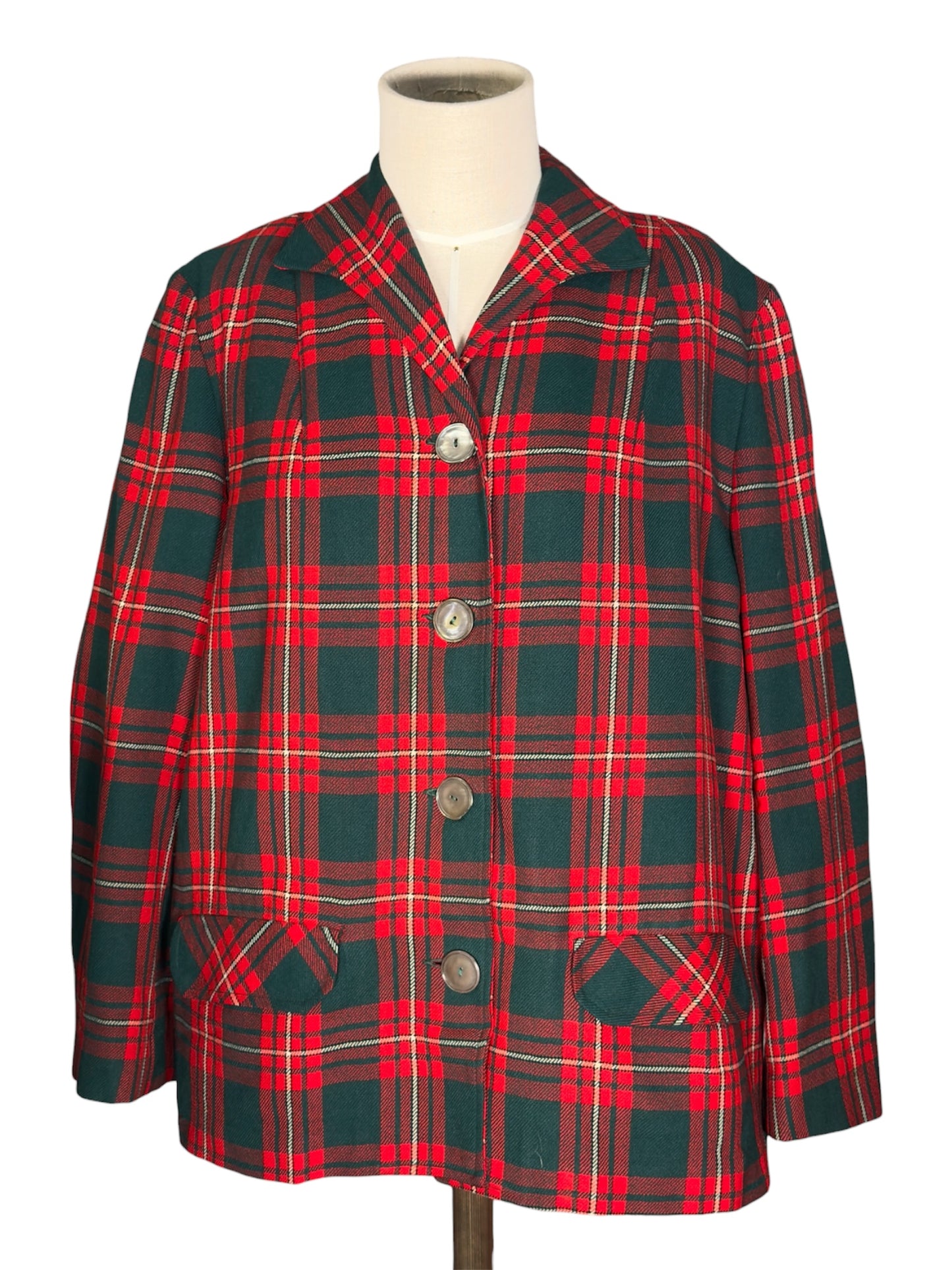 1950s Pendleton 49er Red and Green Plaid Wool Jacket