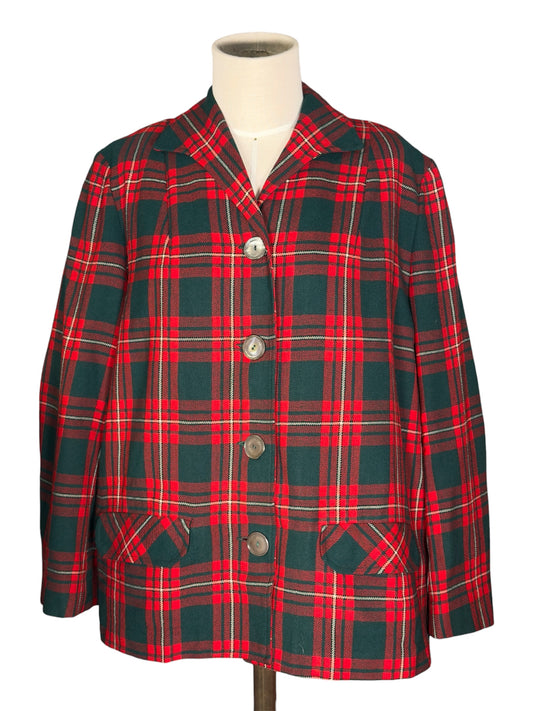1950s Pendleton 49er Red and Green Plaid Wool Jacket