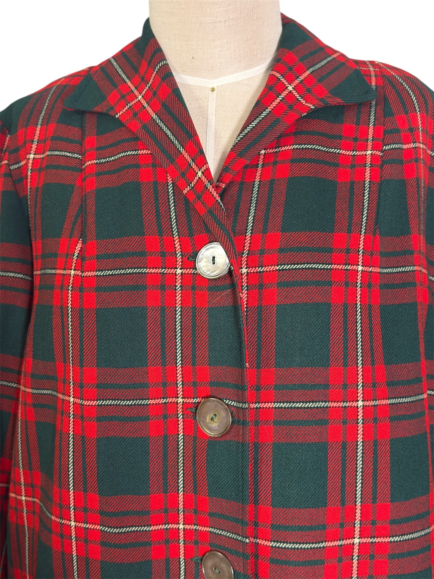 1950s Pendleton 49er Red and Green Plaid Wool Jacket