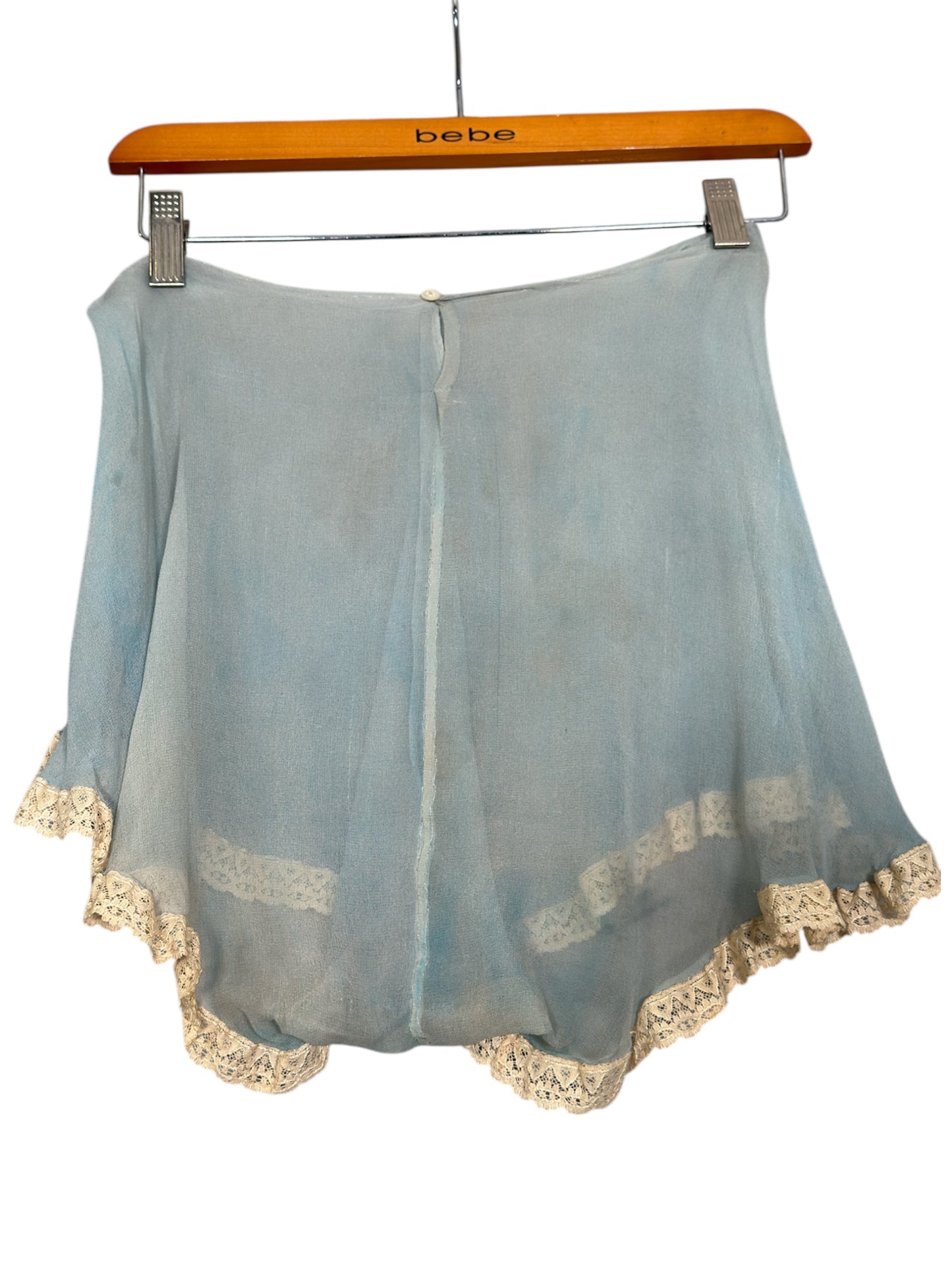 1930s Powder Blue Sheer Tap Pants/Step Ins with Lace Ruffle Trim