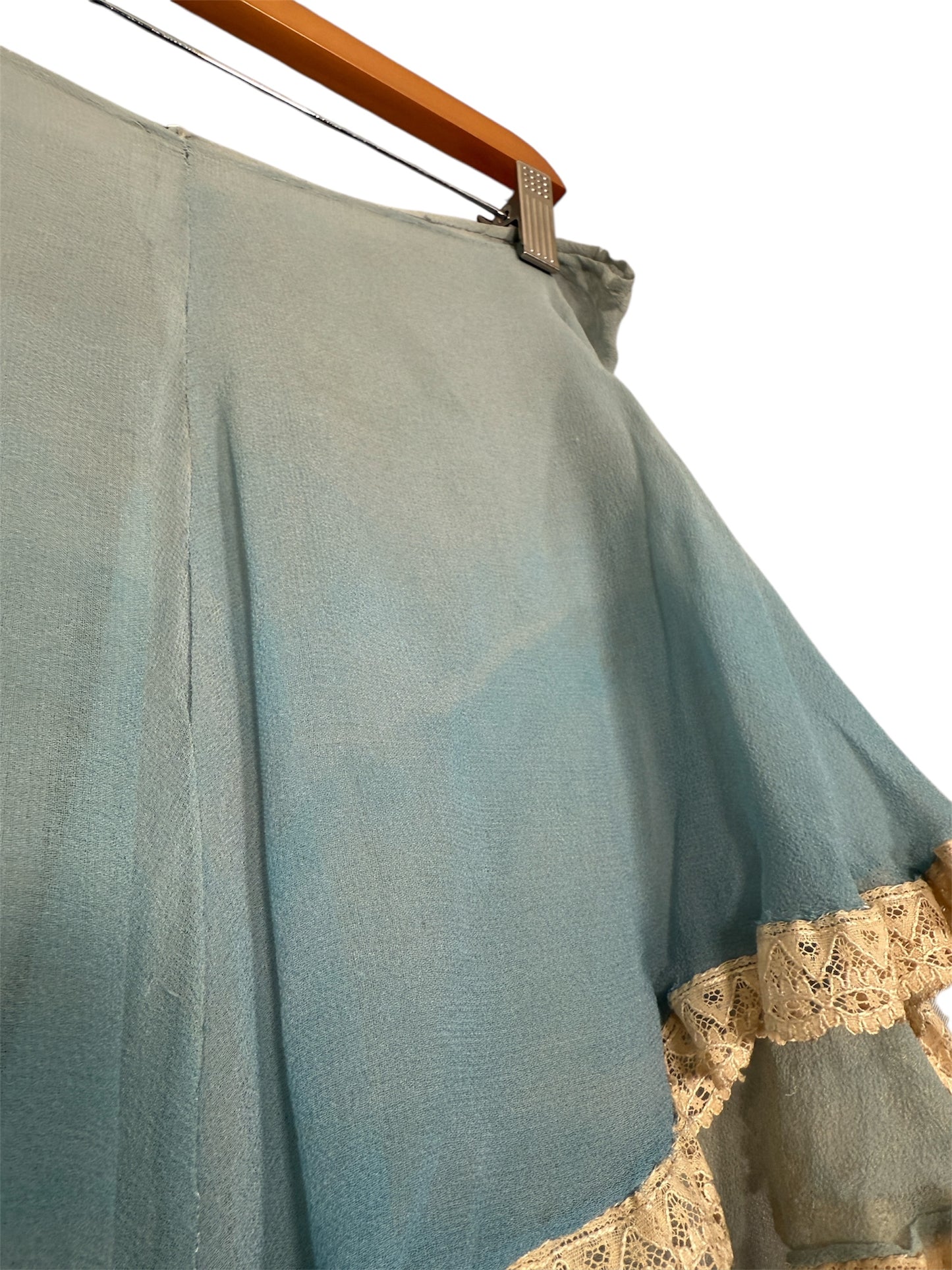 1930s Powder Blue Sheer Tap Pants/Step Ins with Lace Ruffle Trim